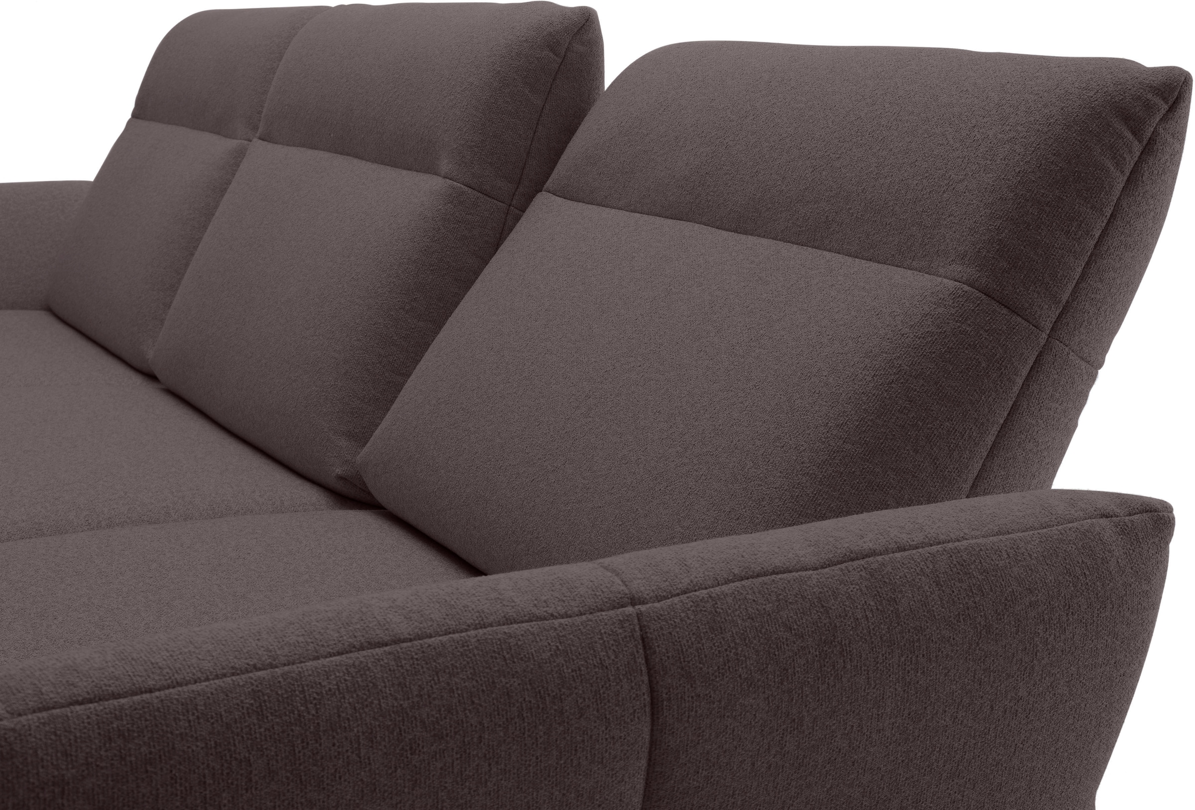 Creation BY ROLF BENZ Canapé d'angle »CR.460 Designsofa mit verstellbarer Rückenlehne, hochwertig & bequem« socle en chêne, pieds en aluminium moulé gris ombre, largeur 298 cm