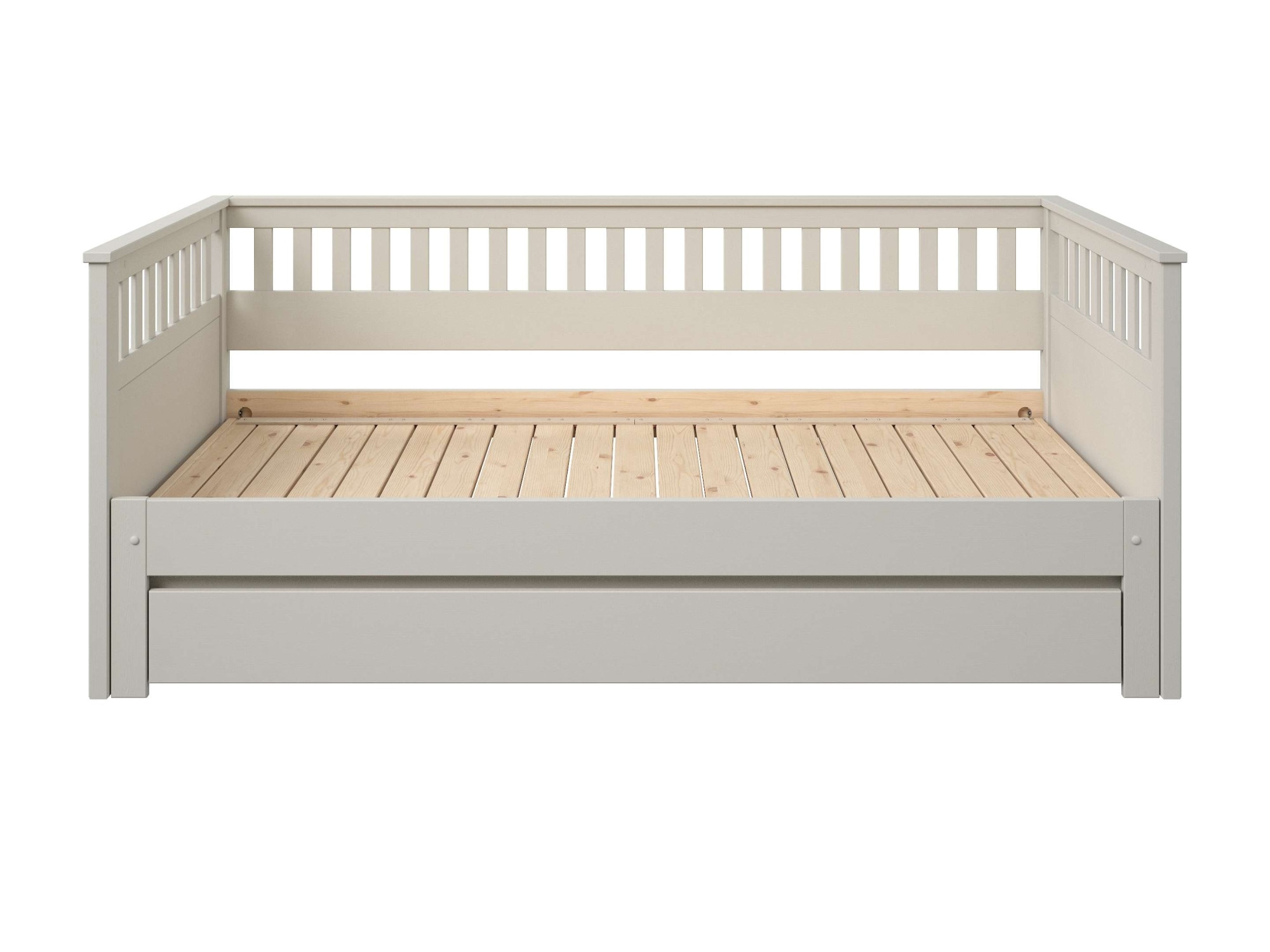 GOODproduct Daybett »Morrick, ausziehbar, 2 Schlafplätze + Schublade, Cashmere Beige« massive Kiefer, schöne Sprossenoptik, Stauraum, Skandi Look