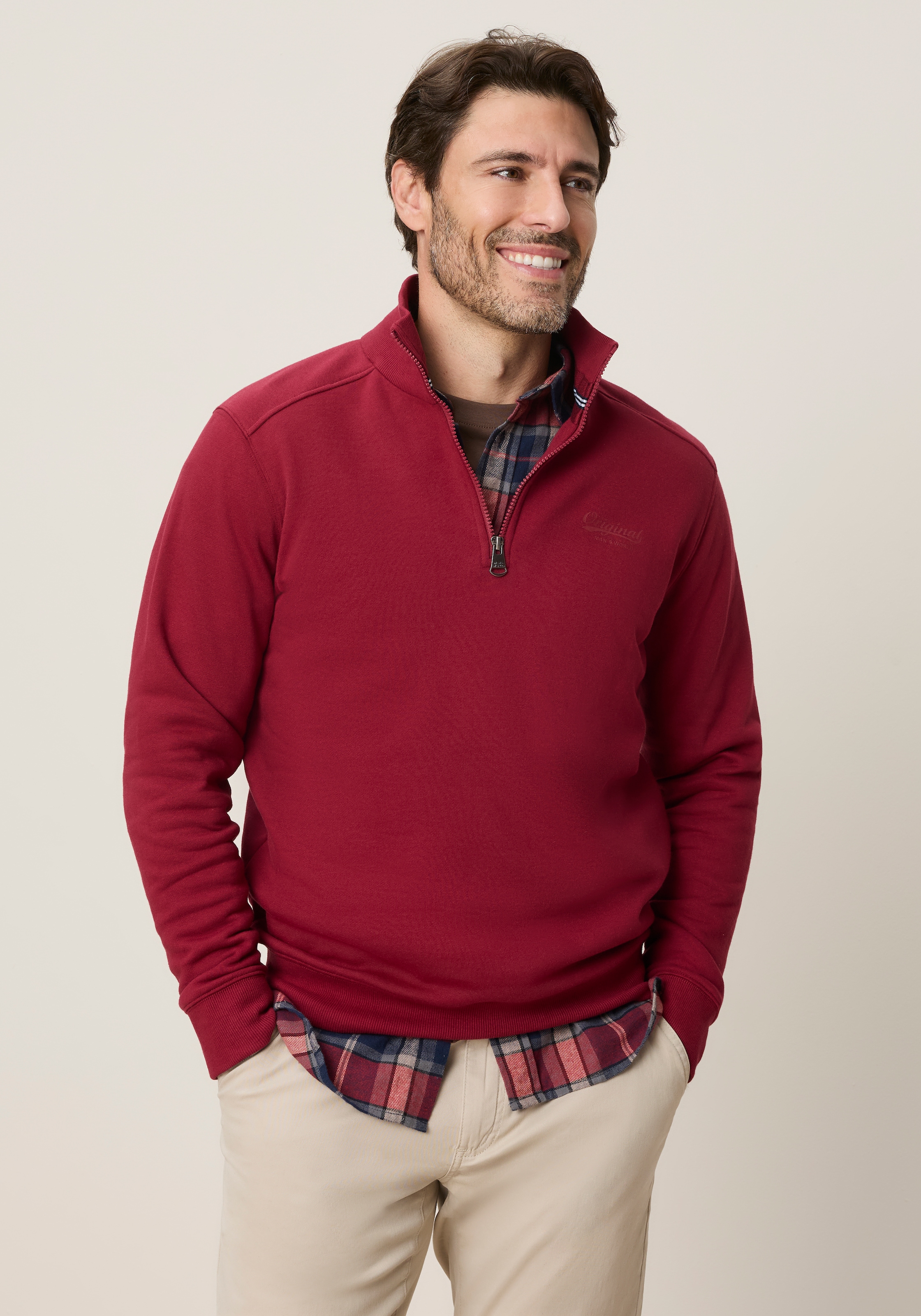 Man's World Sweatshirt , mit Troyerkragen, normale Passform, auch in grossen Grössen
