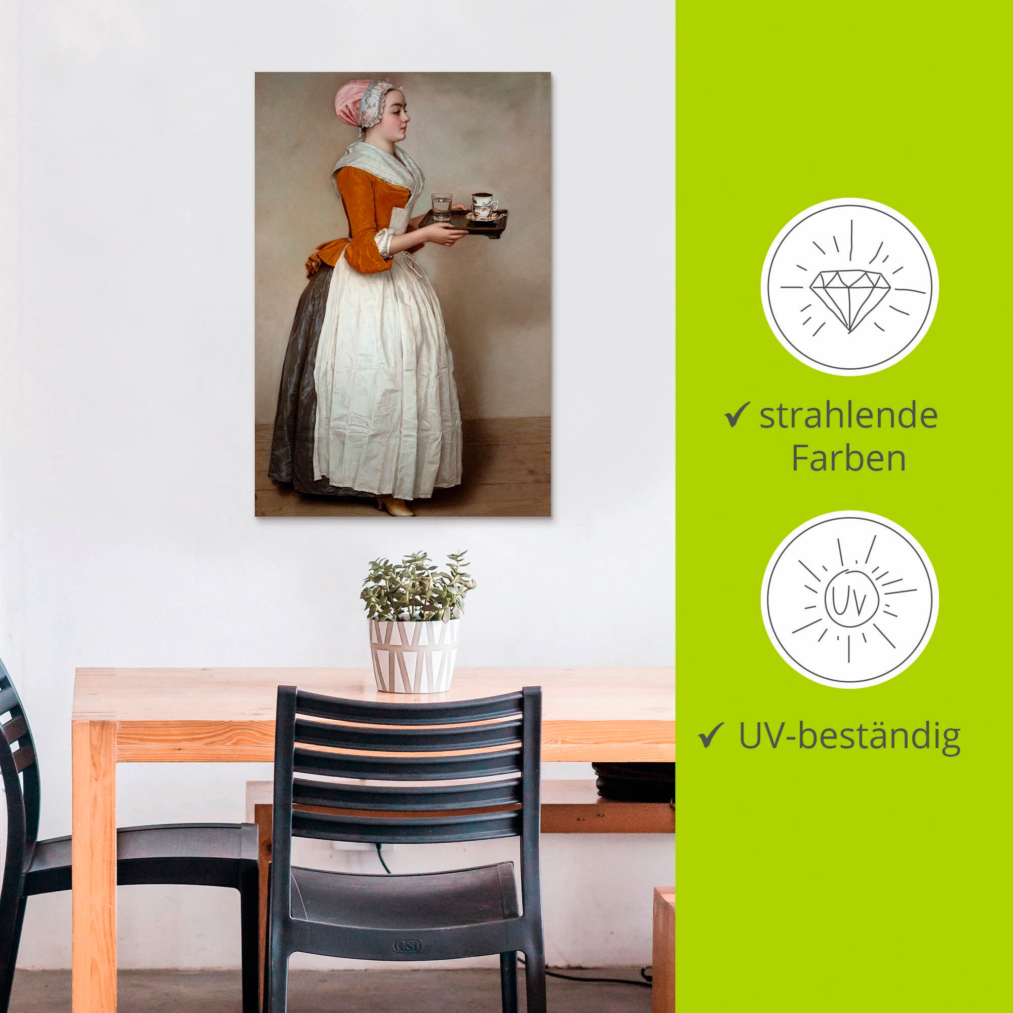 Artland Wandbild »Das Schokoladenmädchen. Um 1744/45«, Frau, (1 St.), als Alubild, Outdoorbild, Leinwandbild, Poster, Wandaufkleber