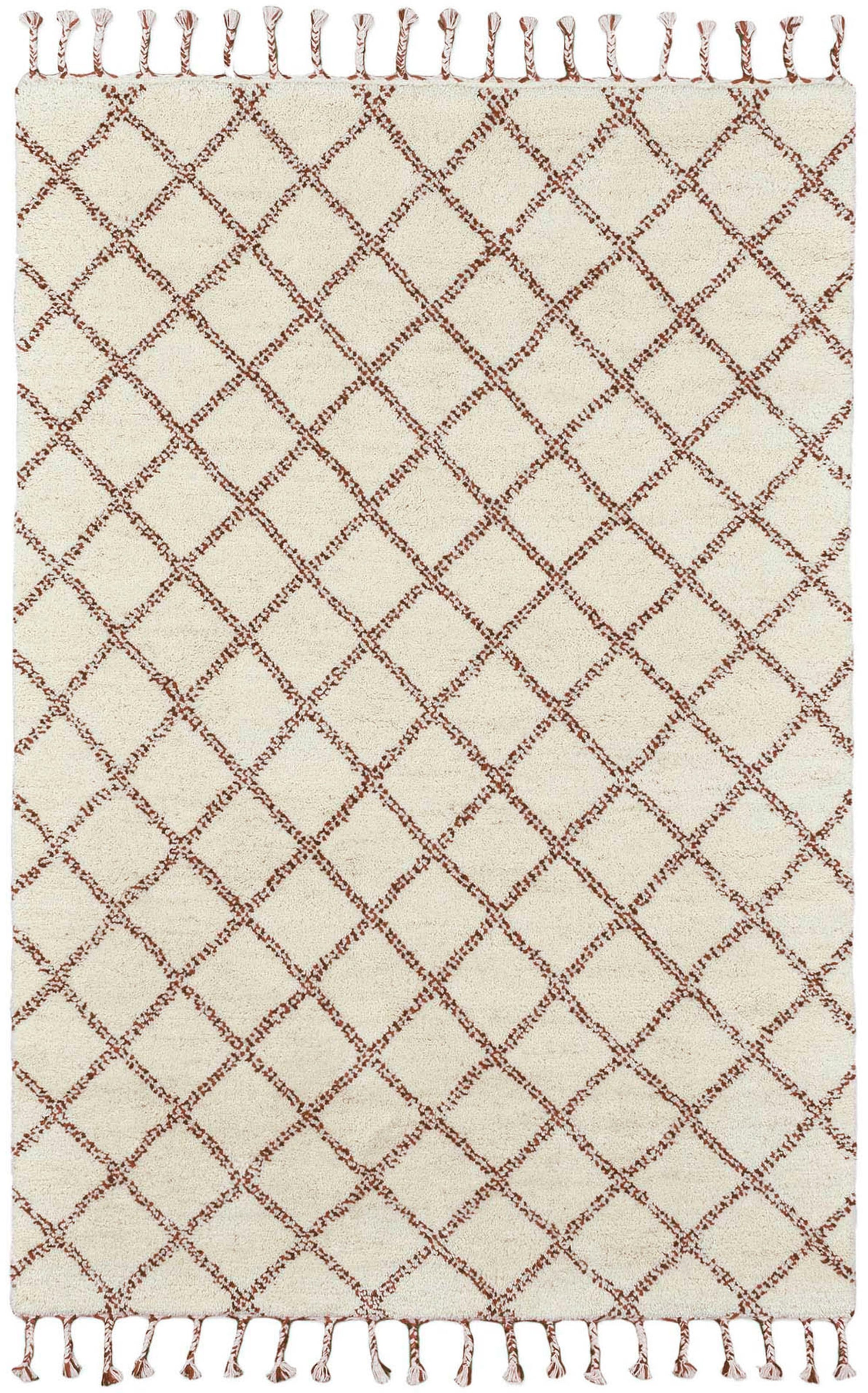 Image of THEKO Wollteppich "MARMOUCHA 05" rechteckig 24 mm Höhe reine Wolle, Rauten Design, mit Fransen, auch als Läufer