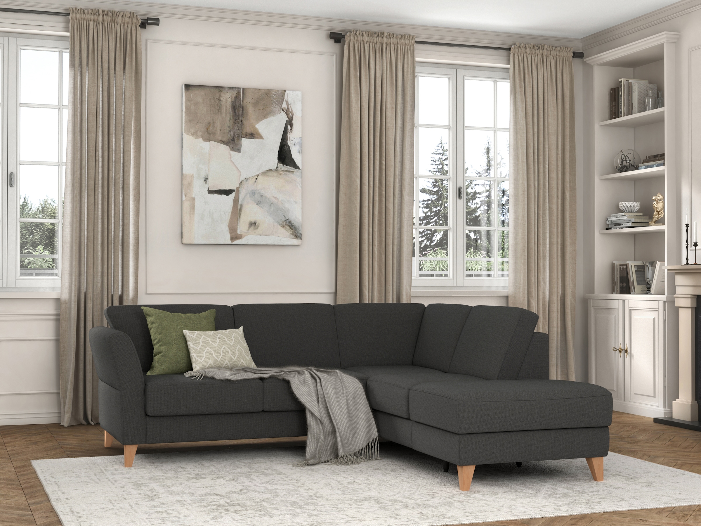 sit&more Ecksofa »Visby L-Form«, Wahlweise mit Bettfunktion und Stauraum, frei im Raum stellbar