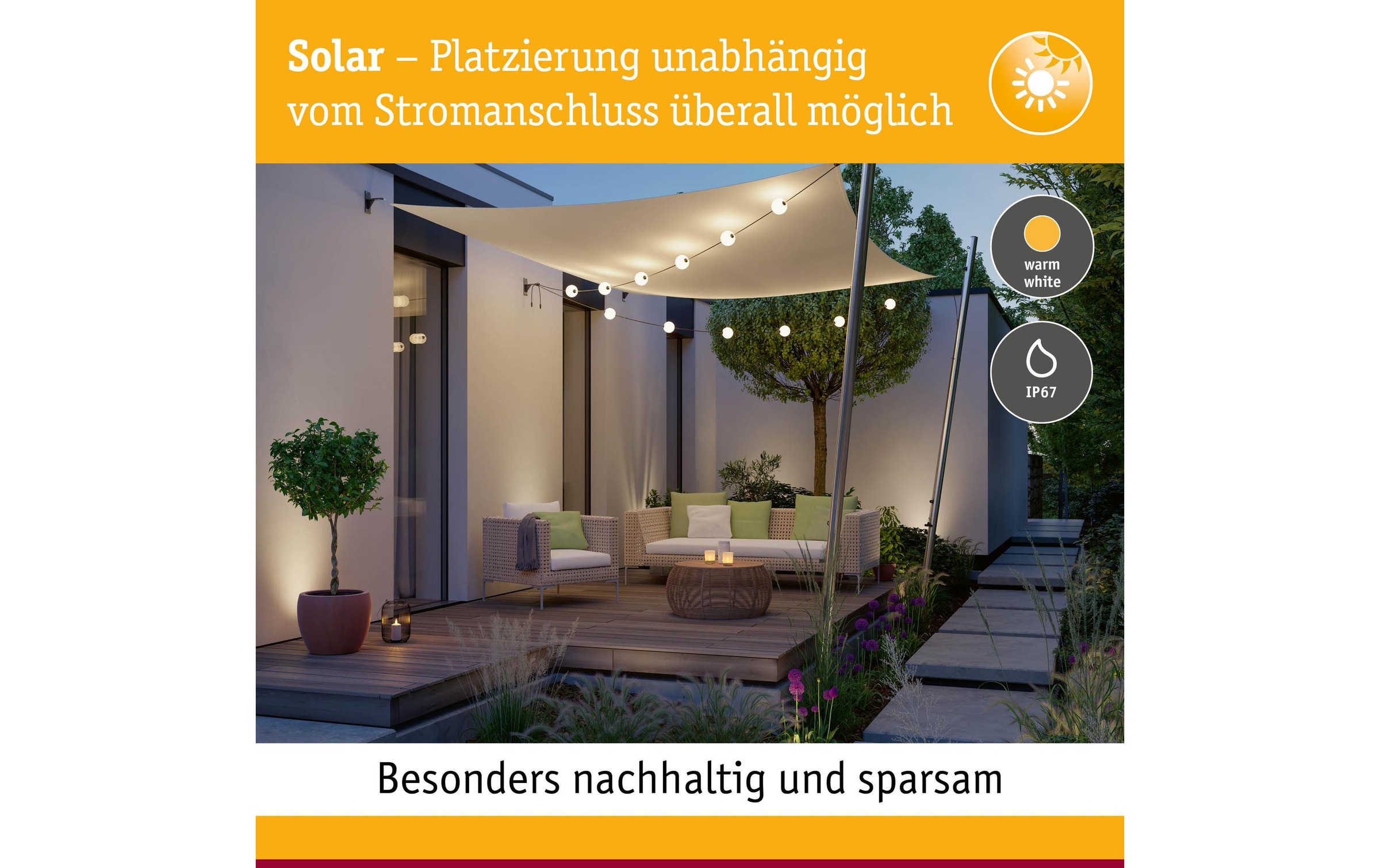 Paulmann Guirlande lumineuse LED »Naima IP67 3000K 5,8m 6x60lm Schwarz« 6 cuis-flammig spritzwassergeschützt
