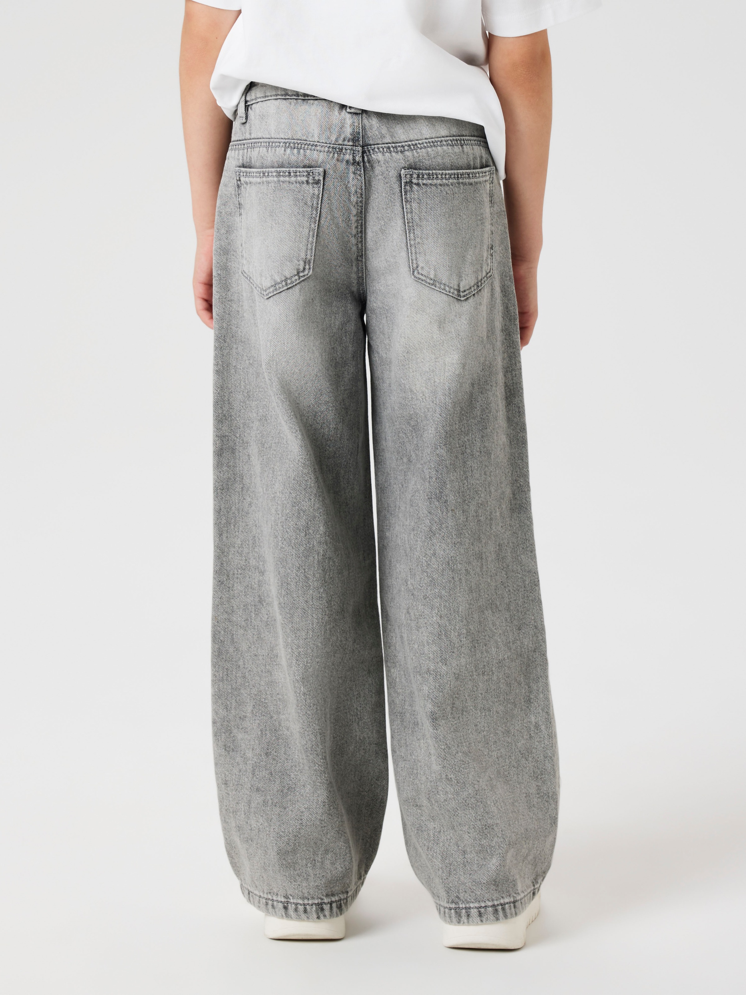 Name It Weite Jeans »NKFROSE für Mädchen mit weitem Bein und klassischem Sitz«, normal, Denim, Abriebeffekte, Reissverschluss