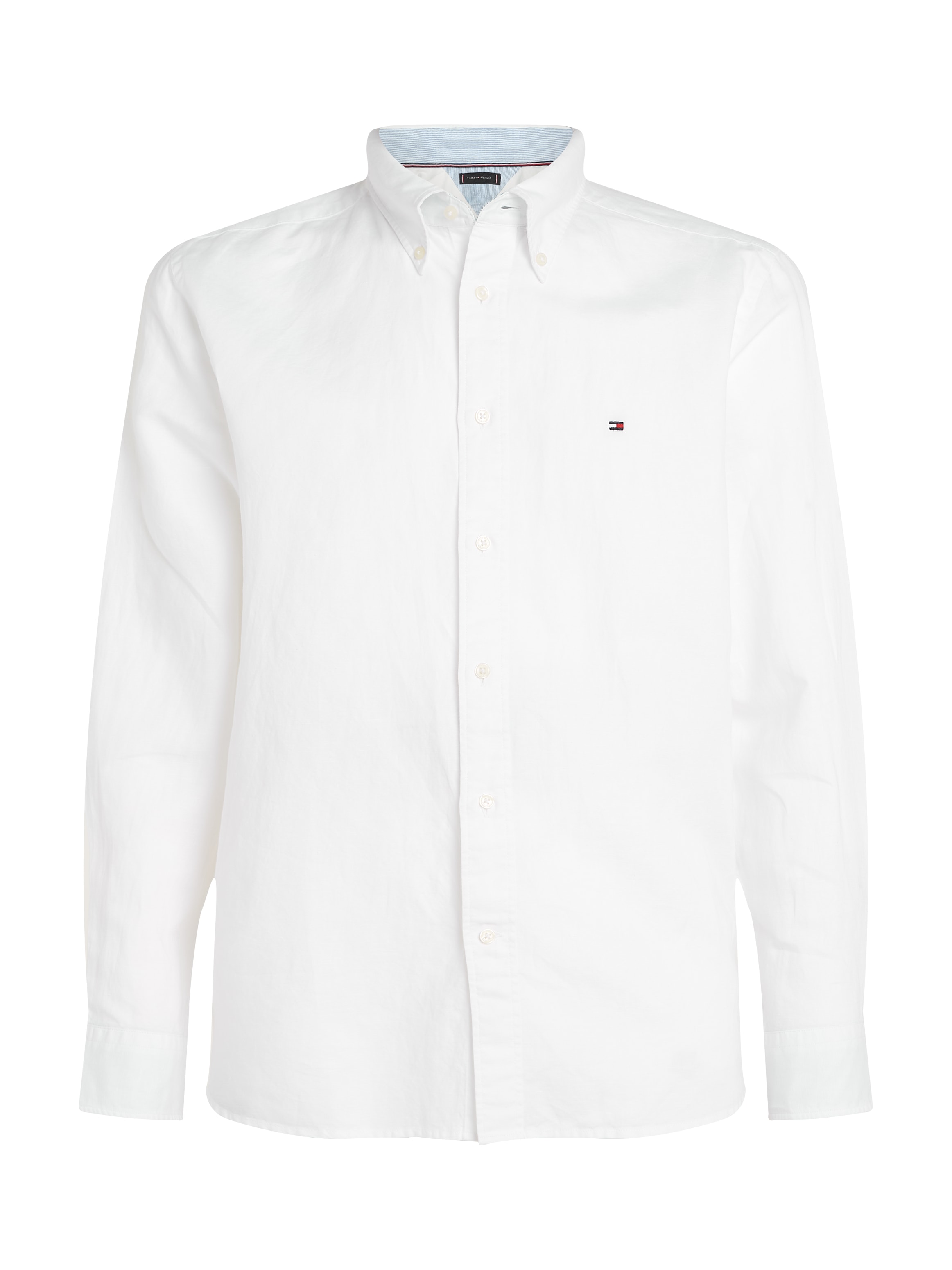 Tommy Hilfiger Langarmhemd »LINEN BLEND SOLID RF SHIRT«, mit Button-down-Kragen