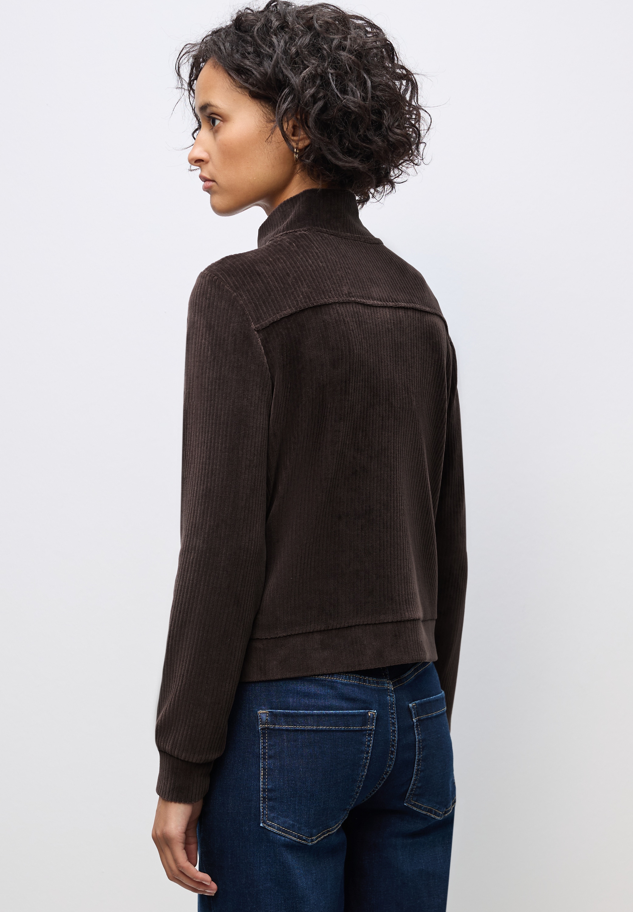 STREET ONE Sweatjacke, Cord, mit elastischem Saum und Reissverschluss