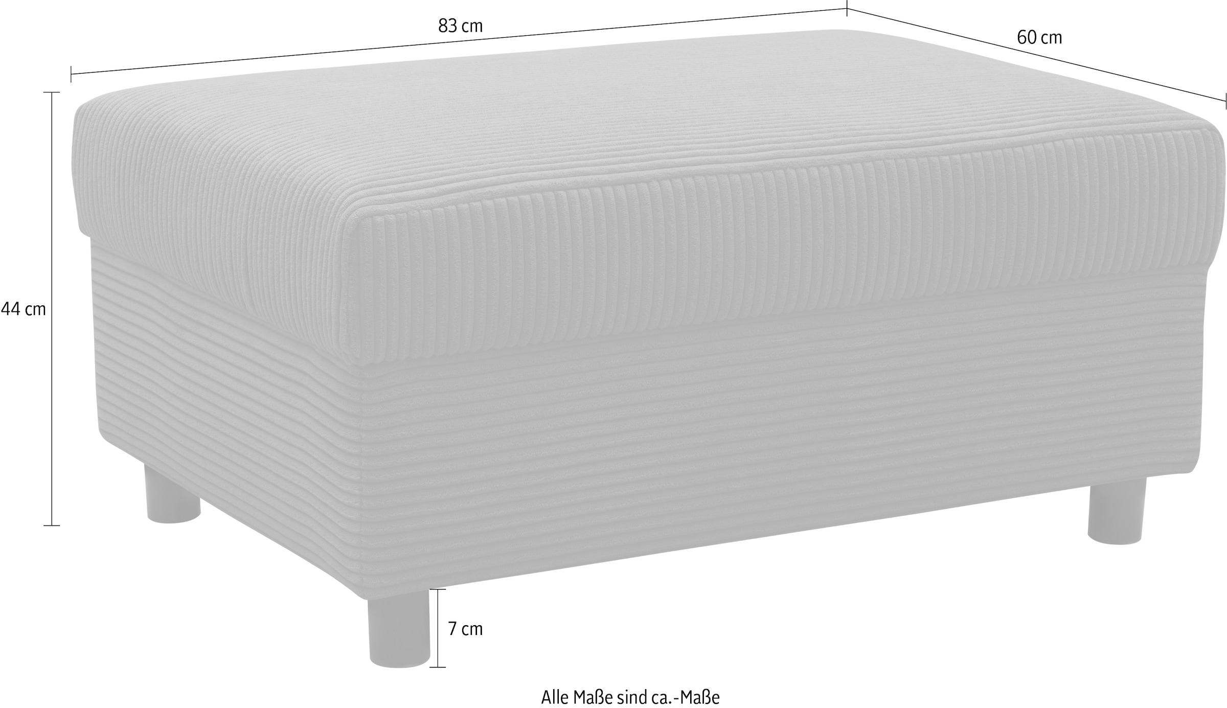 DOMO collection Polsterhocker »Turah 2 in Cord oder wasserabweisender Microfaser,«, moderner Polsterhocker, passend zum Ecksofa, B/T/H: 83/60/44 cm