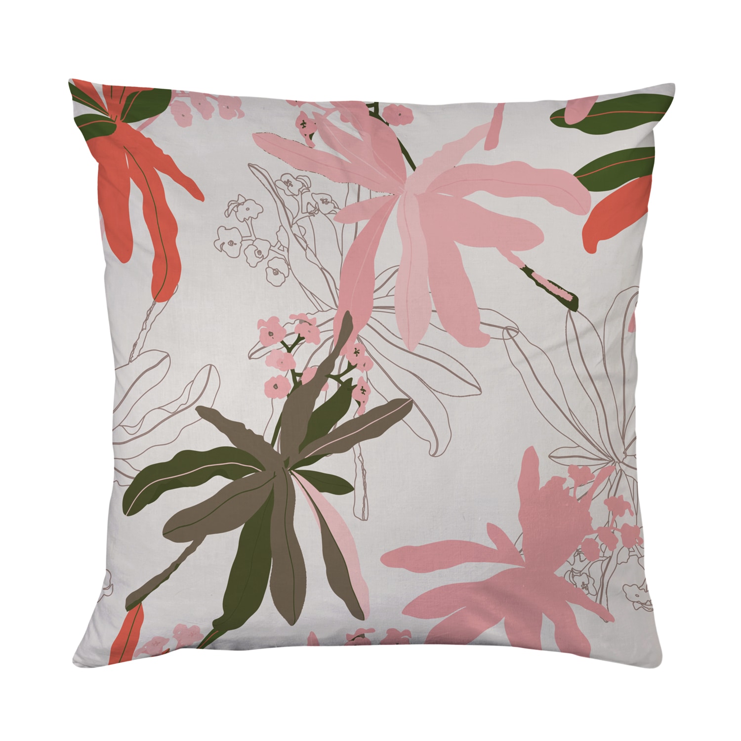 Image of queence Dekokissen "Blumenmuster" Beidseitig bedruckte Kissenhülle, Kissen 40x40cm, inkl. Reissverschluss