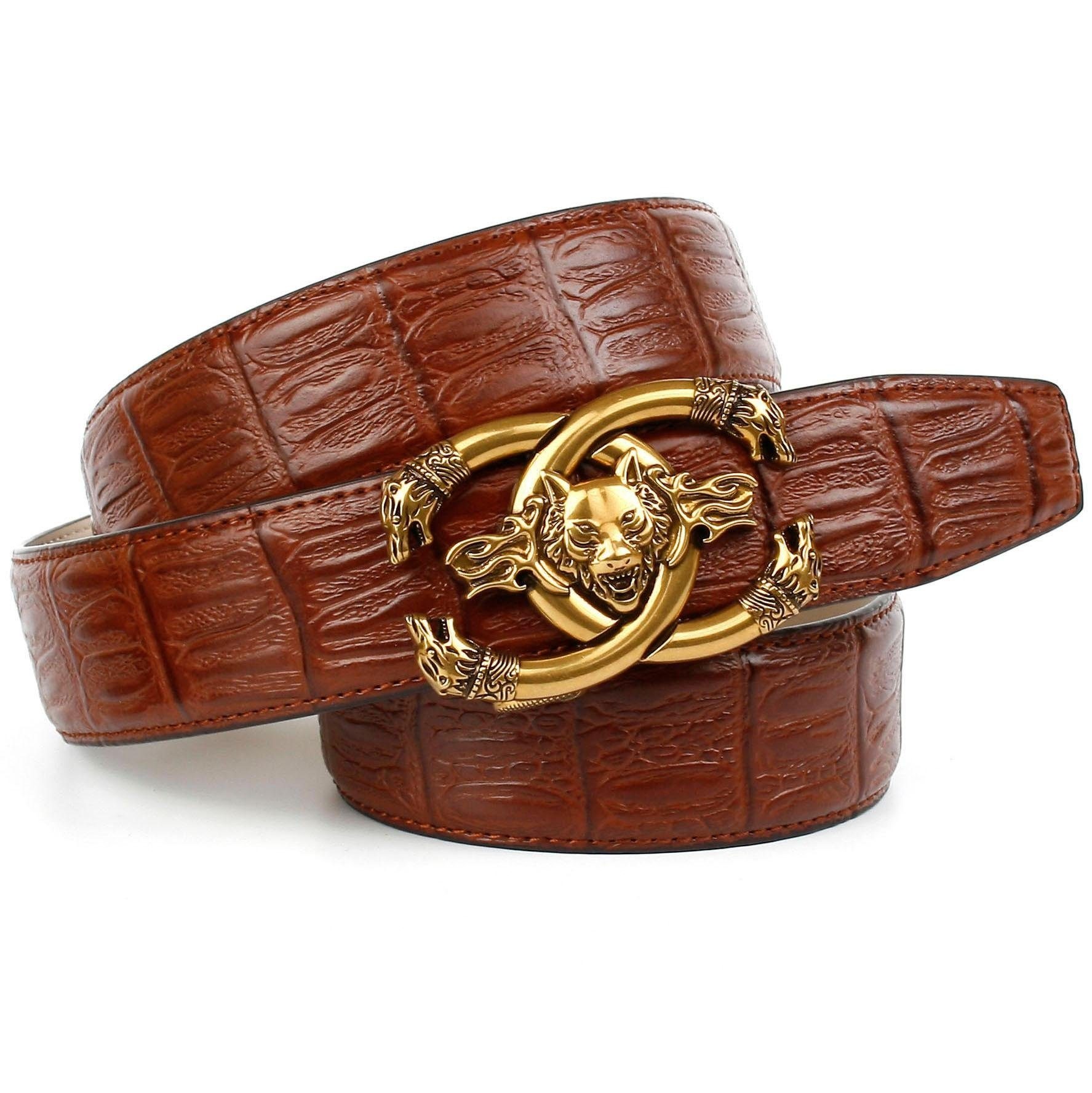 Image of Anthoni Crown Ledergürtel, in Kroko-Design mit Wolfkopf-Schliesse bei Ackermann Versand Schweiz