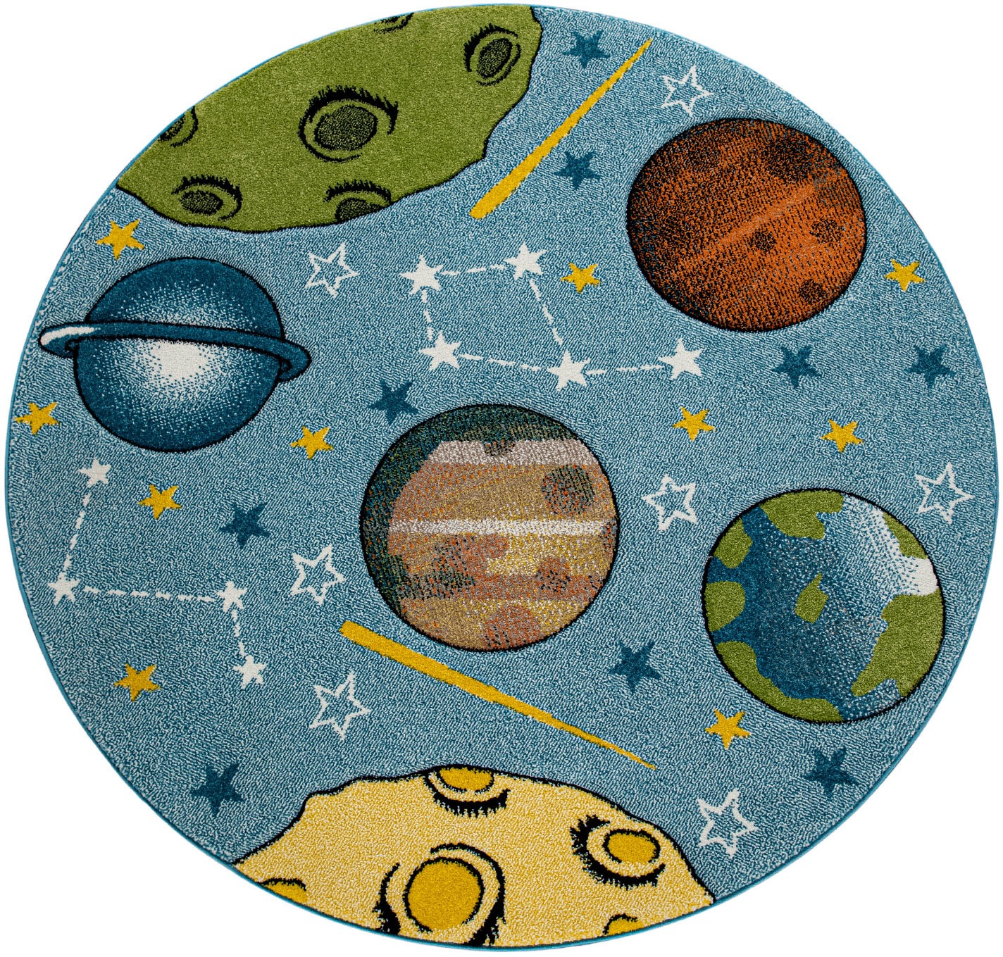 Image of Paco Home Kinderteppich »Volta 322«, rund, 12 mm Höhe, Kurzflor, Motiv Weltraum, Kinderzimmer bei Ackermann Versand Schweiz