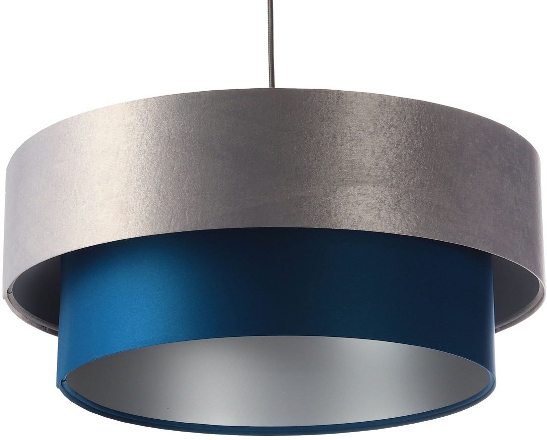 Image of Jens Stolte Leuchten Pendelleuchte »Emma«, E27, 2 St., Textilpendelleuchte, 50cm Ø,blau, Stoffpendelleuchte silber/blau bei Ackermann Versand Schweiz