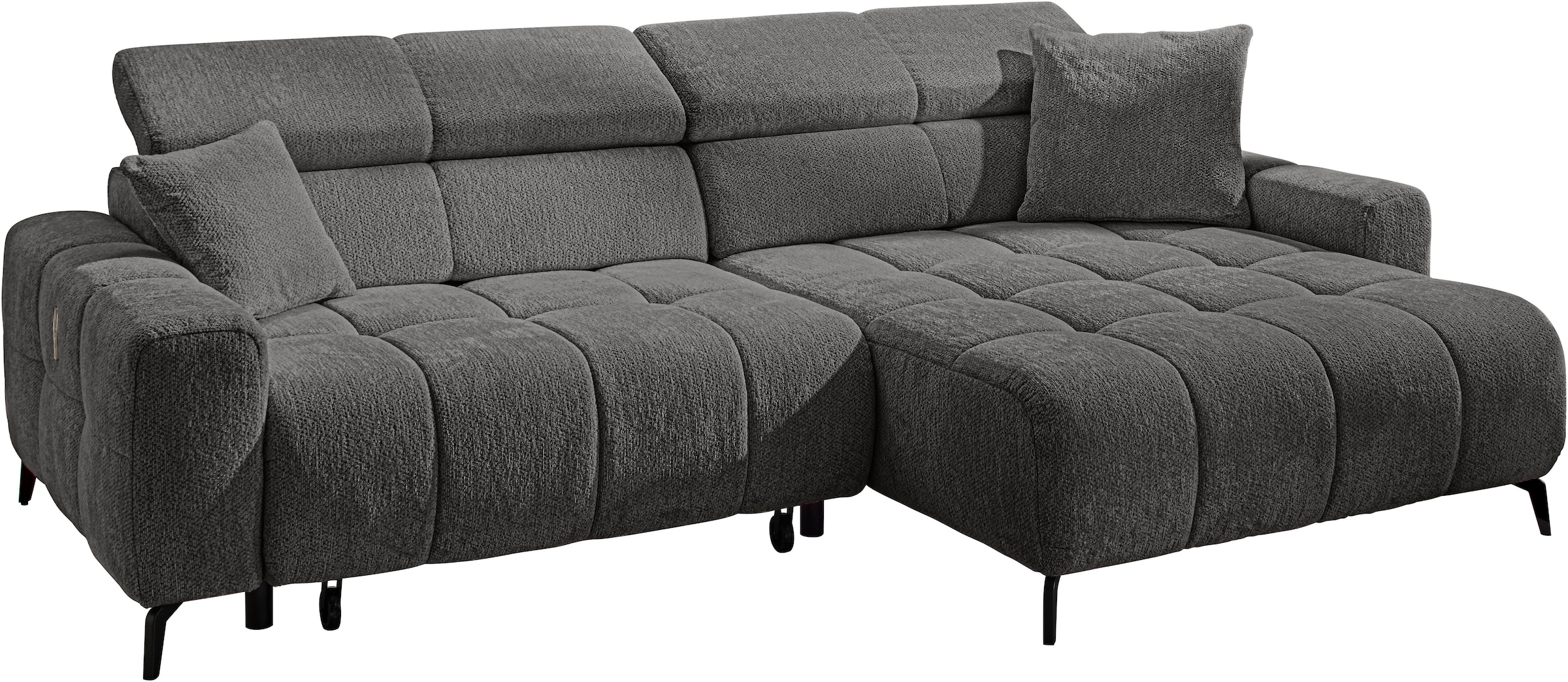 Jockenhöfer Gruppe »Racer L-Form, B: 290 cm, 60 cm elektrische Sitztiefenverstellung« USB-Ports, Kopfstützen verstellbar, Zierkissen, bis 140 kg/Sitz