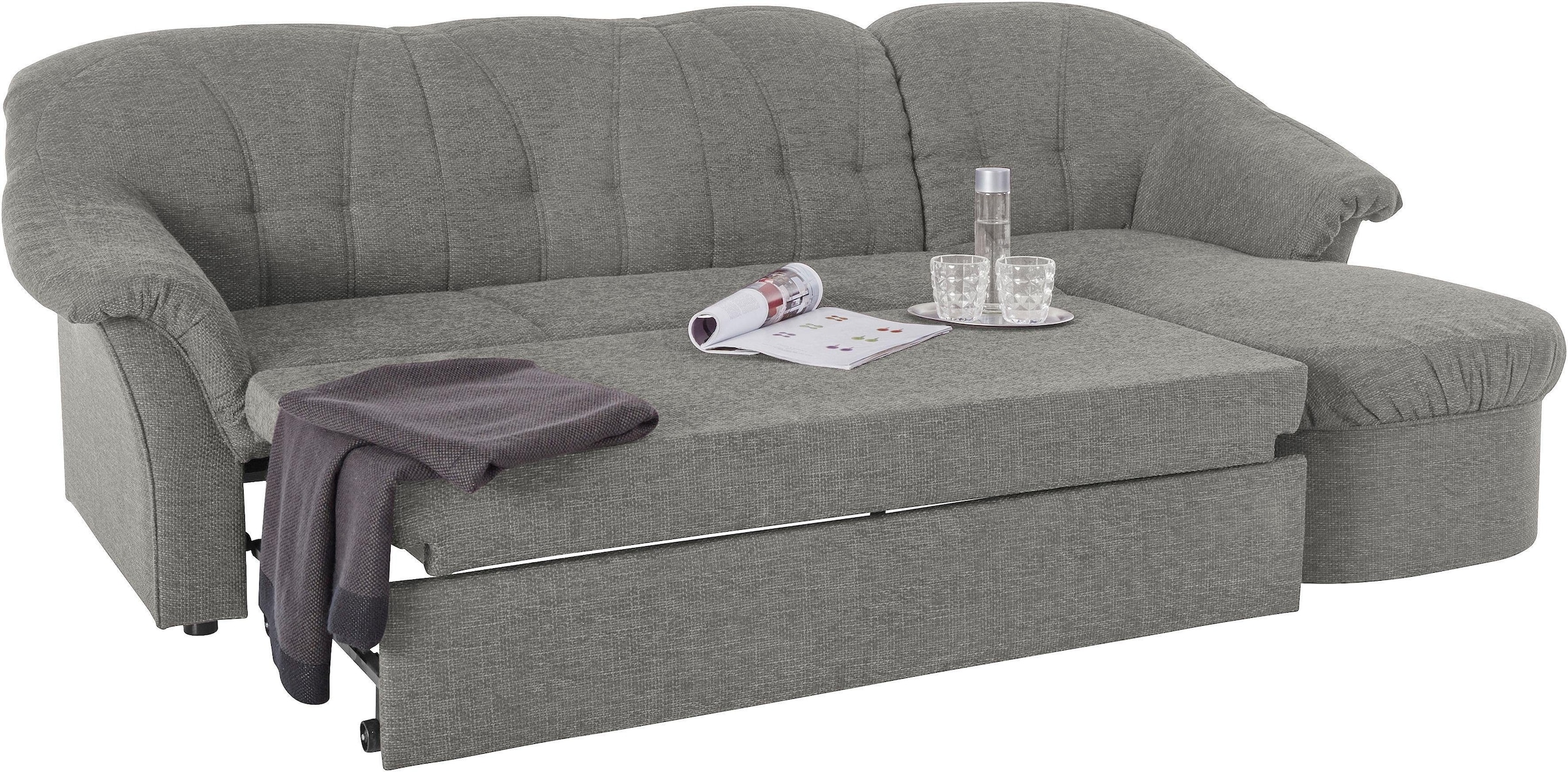 DOMO collection Ecksofa »Pegnitz, elegante Rückensteppung, kompakte Stellmasse 238/141cm, L-Form«, wahlweise mit Bettfunktion