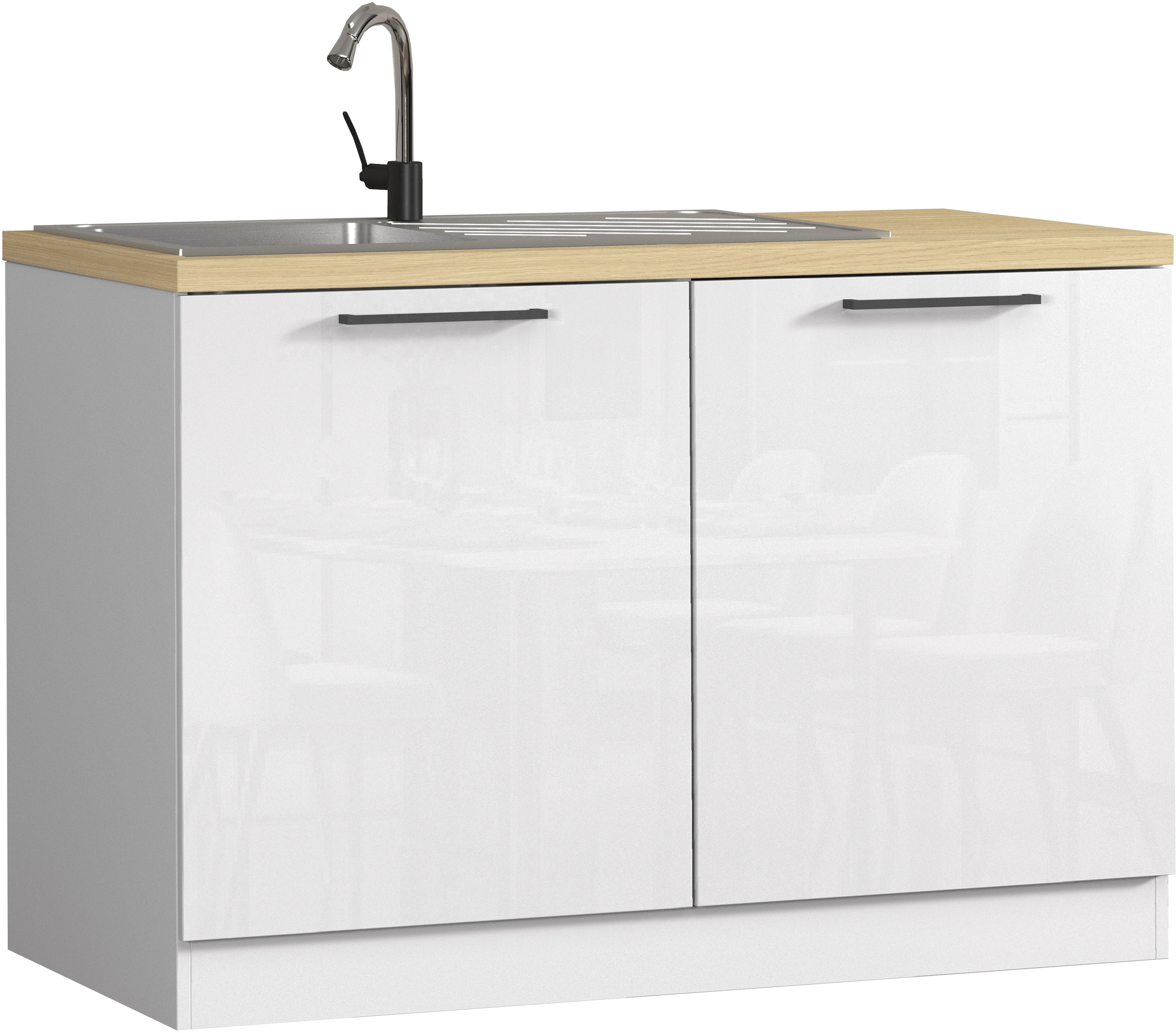 Image of KOCHSTATION Spülenschrank "Luna, Unterschrank für Spüle, Küchenspülenschrank, Made in Italy" B/T/H: 120×60×85 cm, inklusive Einbauspüle und Siphon