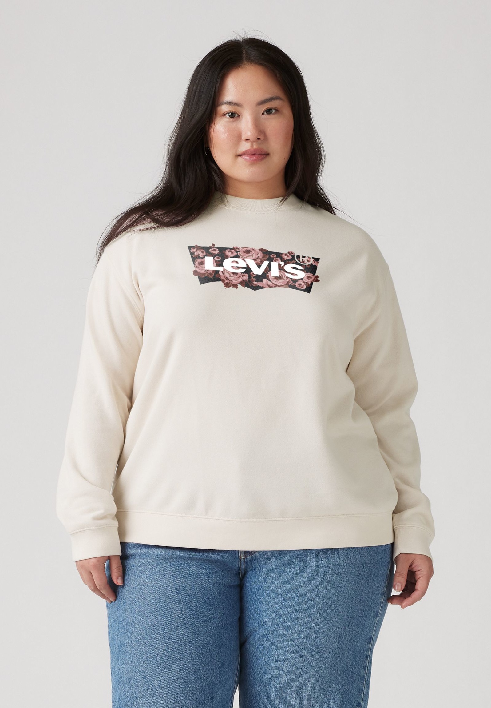 Image of Levis Plus Sweatshirt "PL GR EVERYDAY CREW", mit Batwing-Logo mit Rosenprint