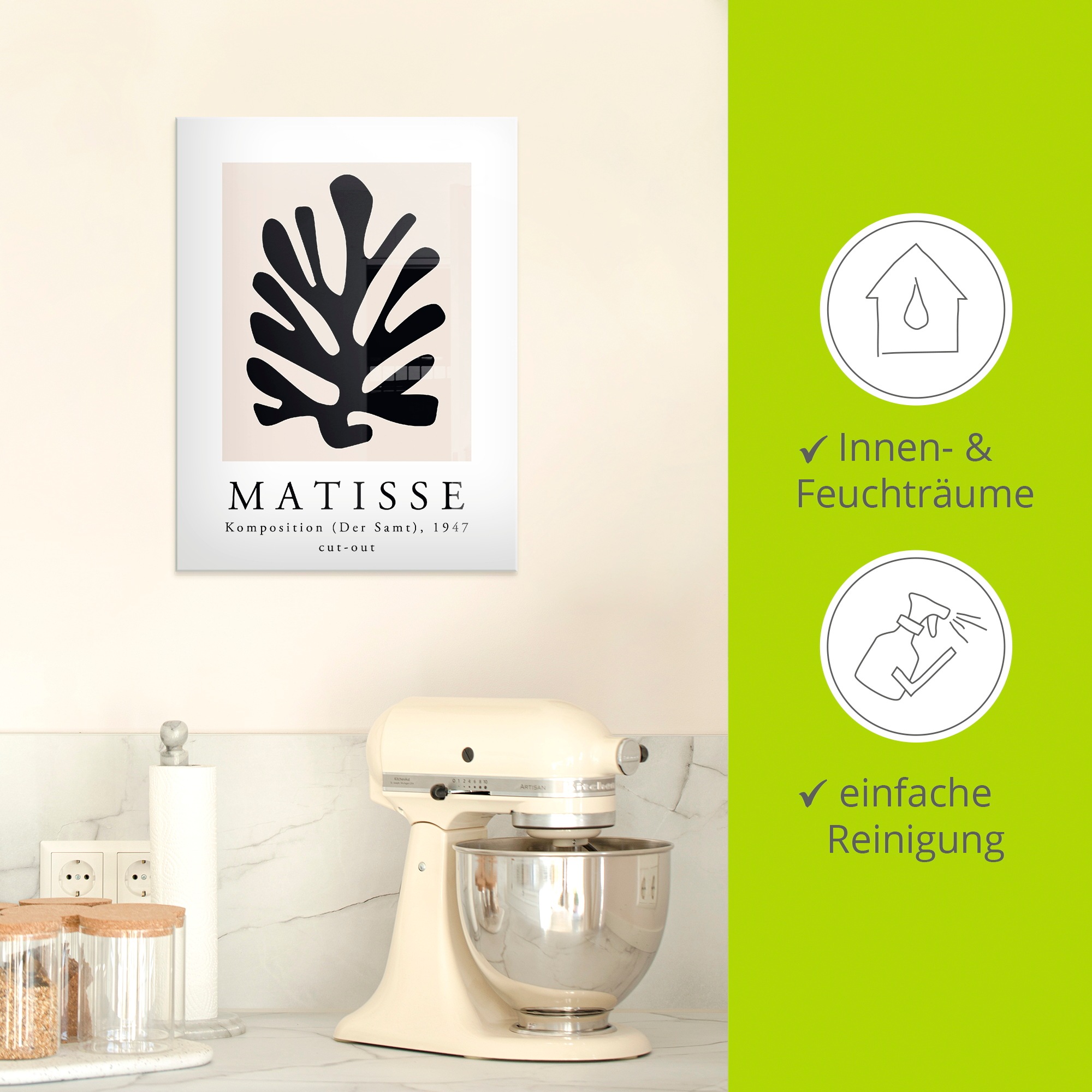 Artland Glasbild »Matisse Komposition - cut-out schwarz« Muster 1 Stk. tlg. in verschiedenen Grössen