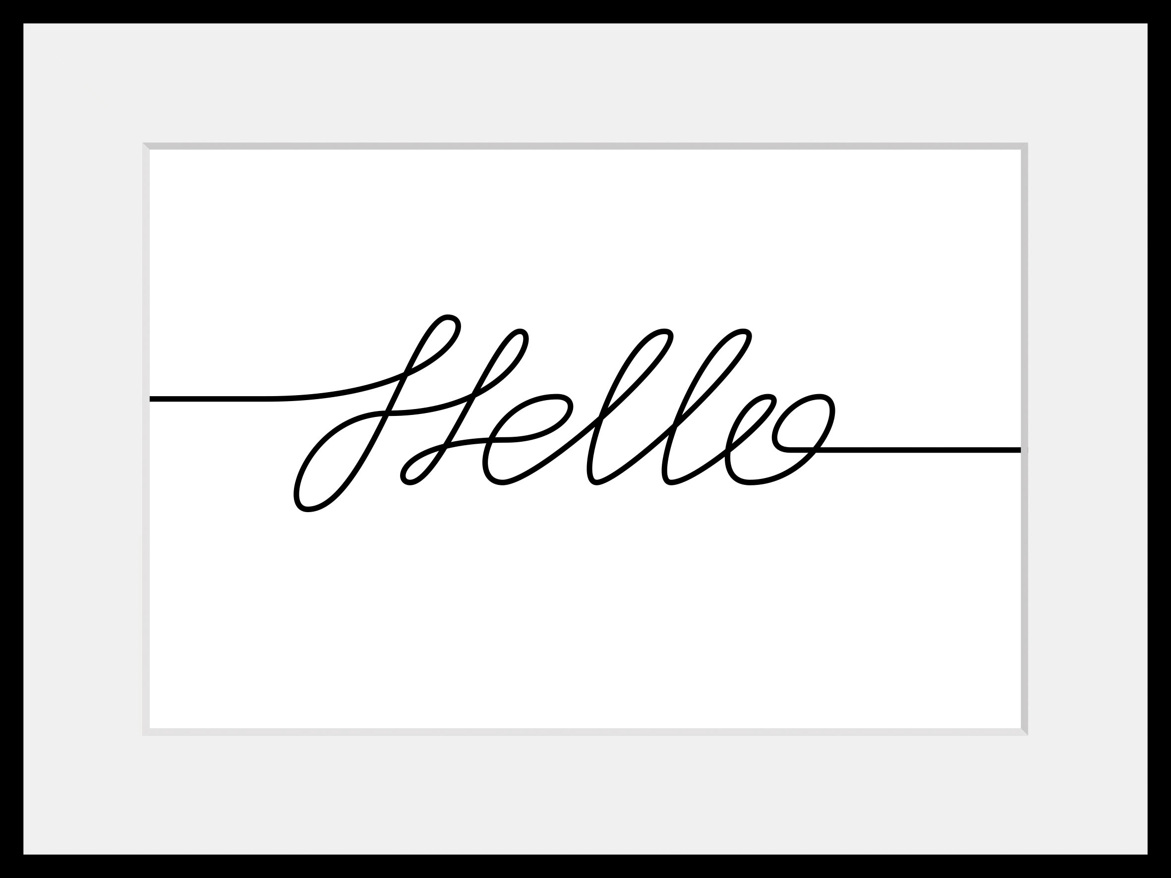 queence Bild »Hello« Schriftzug | Schriftzüge | Schwarz-Weiss | Sprüche & Texte 1 Stk. tlg. HD Premium Poster-Druck inkl. Holzrahmen