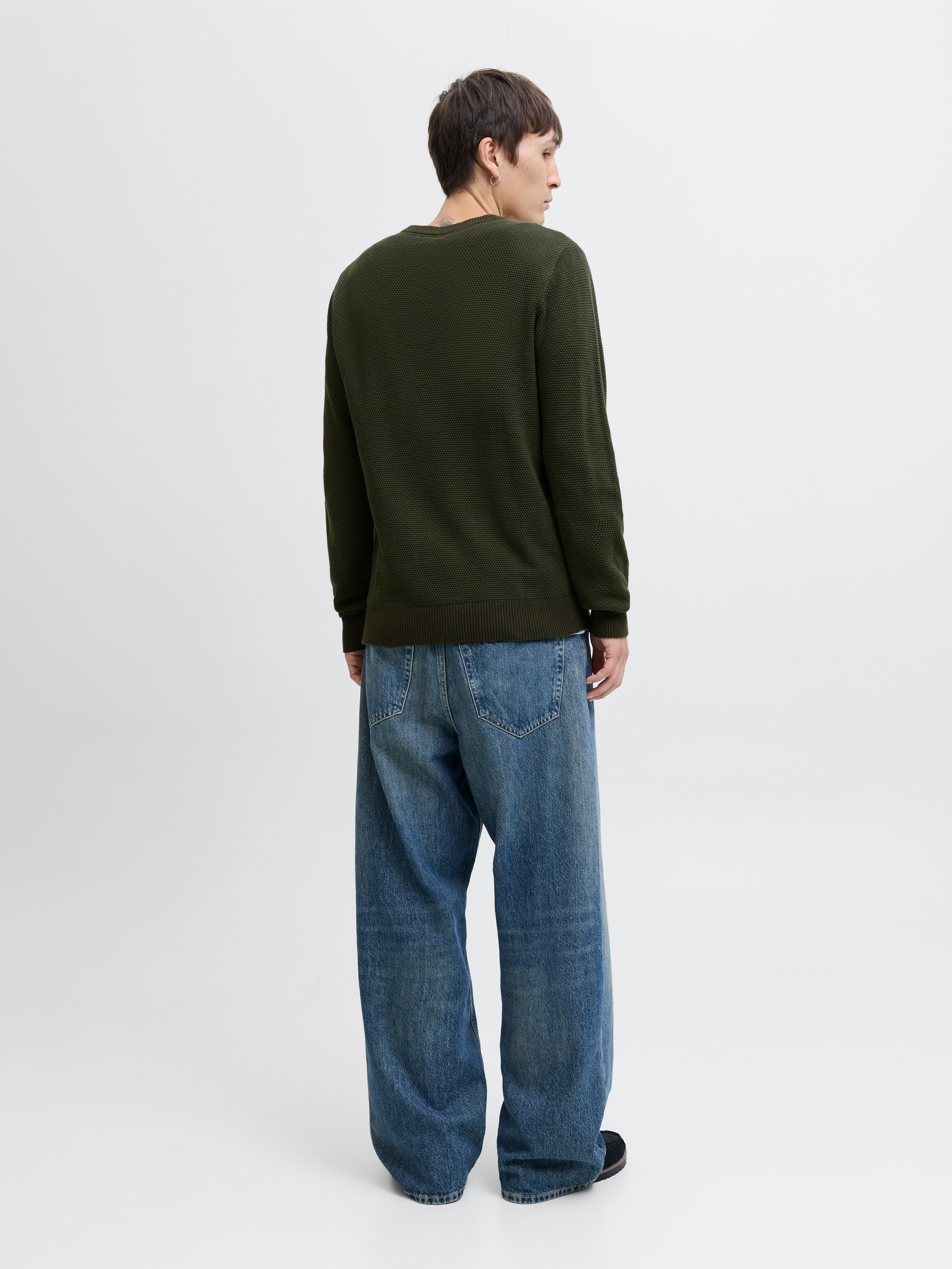 Jack & Jones Rundhalspullover »JJEGLOBE KNIT CREW NECK NOOS« in Strick Optik