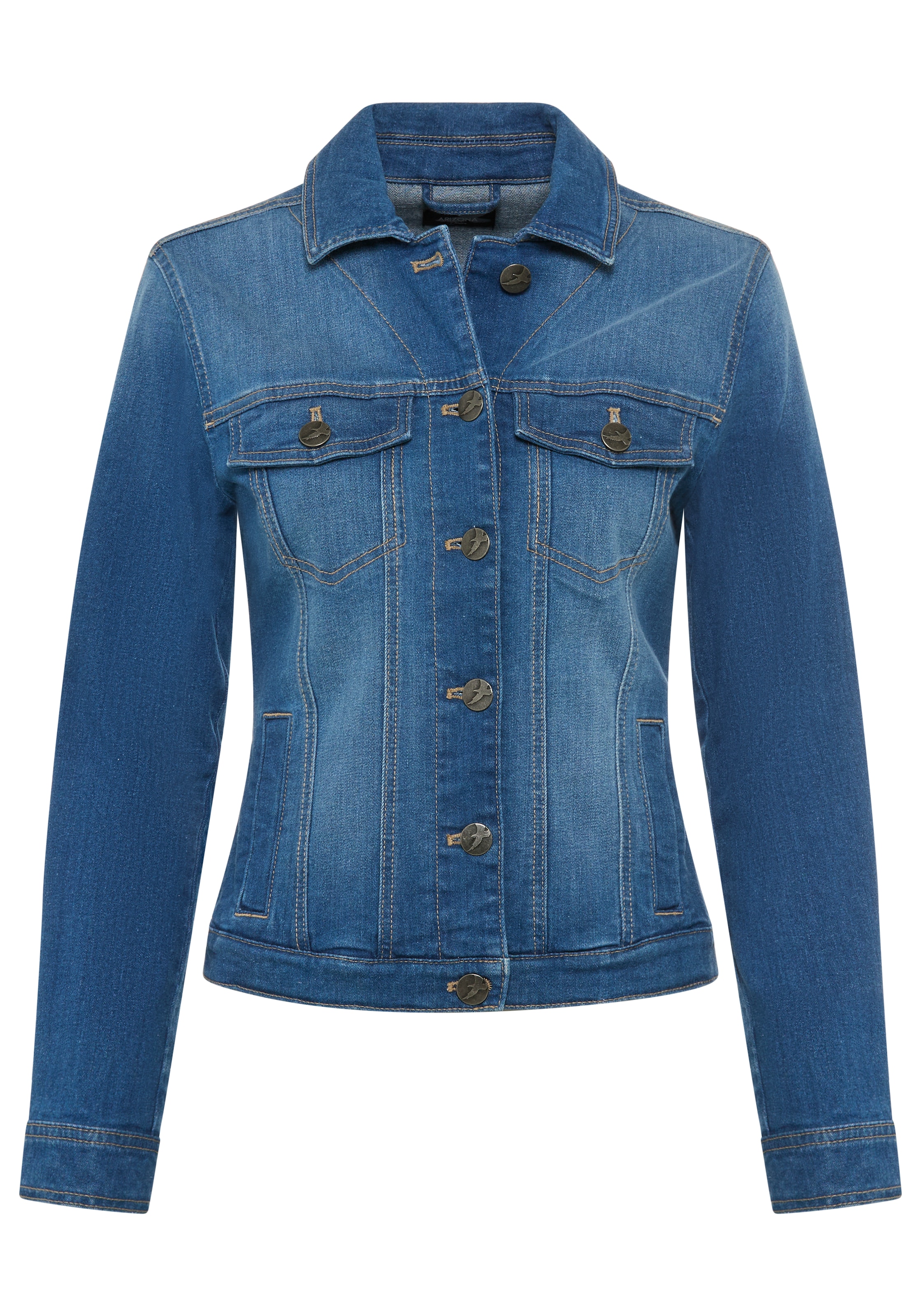 Arizona Veste en jean aus Baumwollmischung,  figurbetont,  in Stretch-Qualität