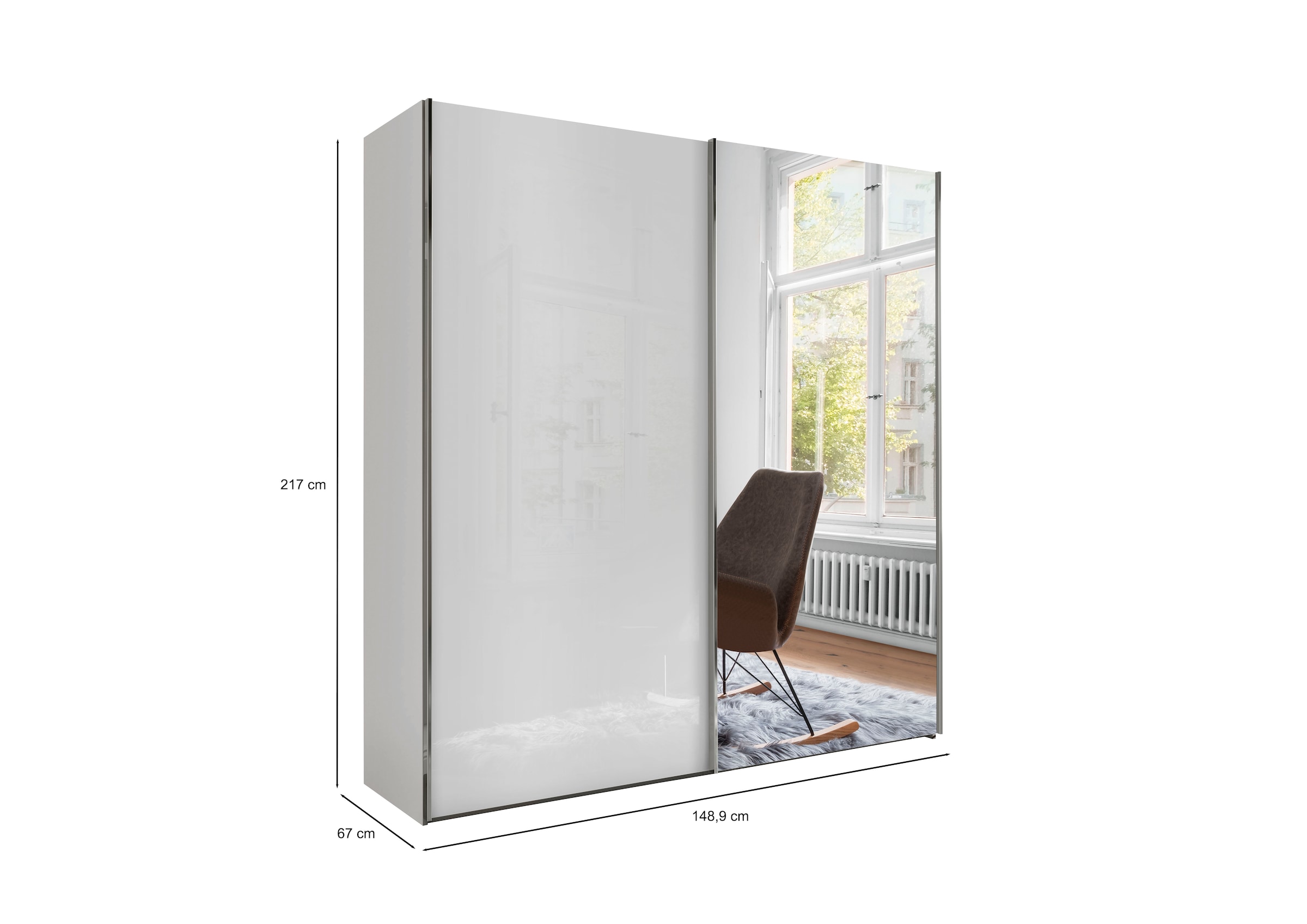 WIEMANN Schwebetürenschrank »Monaco« mit Glasfront sowie hochwertigen Beschlägen