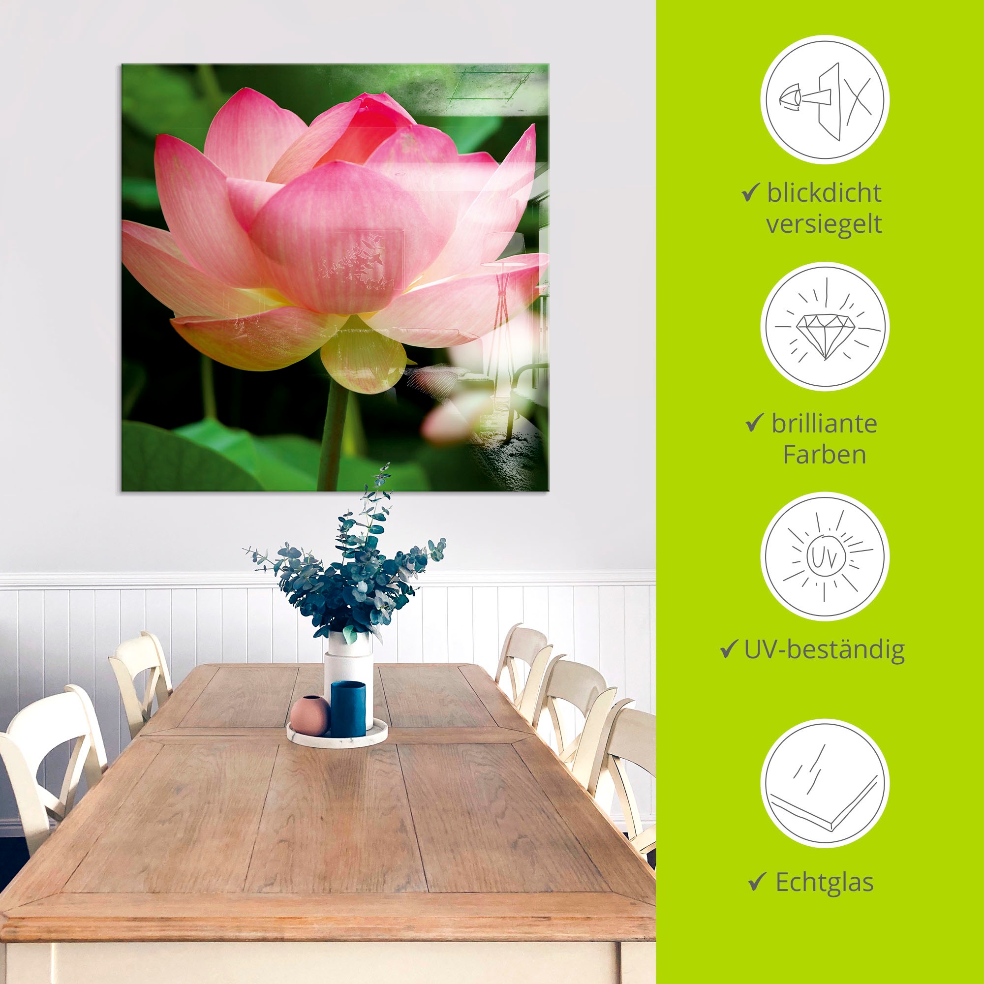 Artland Glasbild »Lotus - Seerose«, Blumen, (1 St.), in verschiedenen Grössen