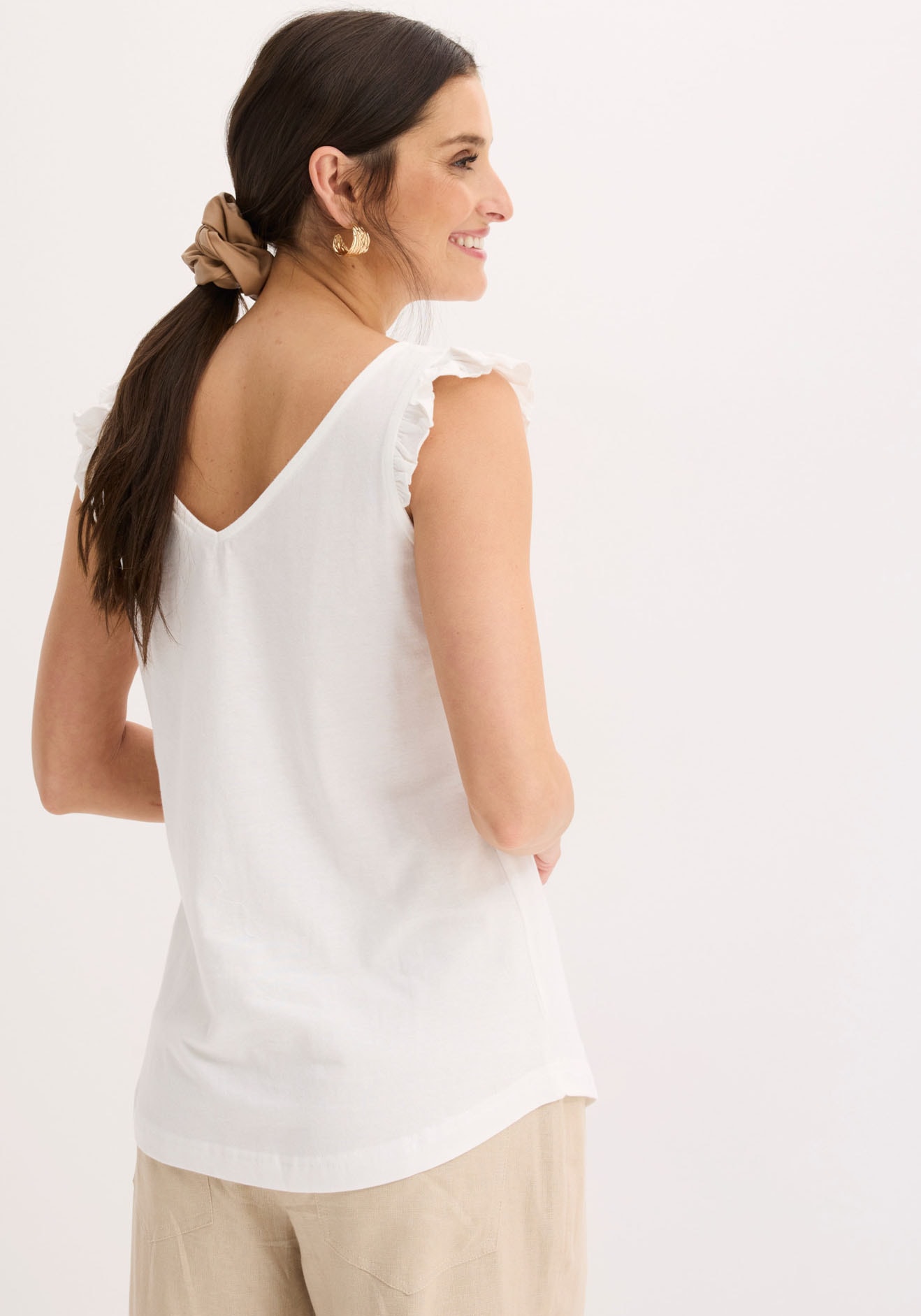 bonprix Haut de chemise lockerer loose fit, mit süsser Rüsche, aus Baumwolle