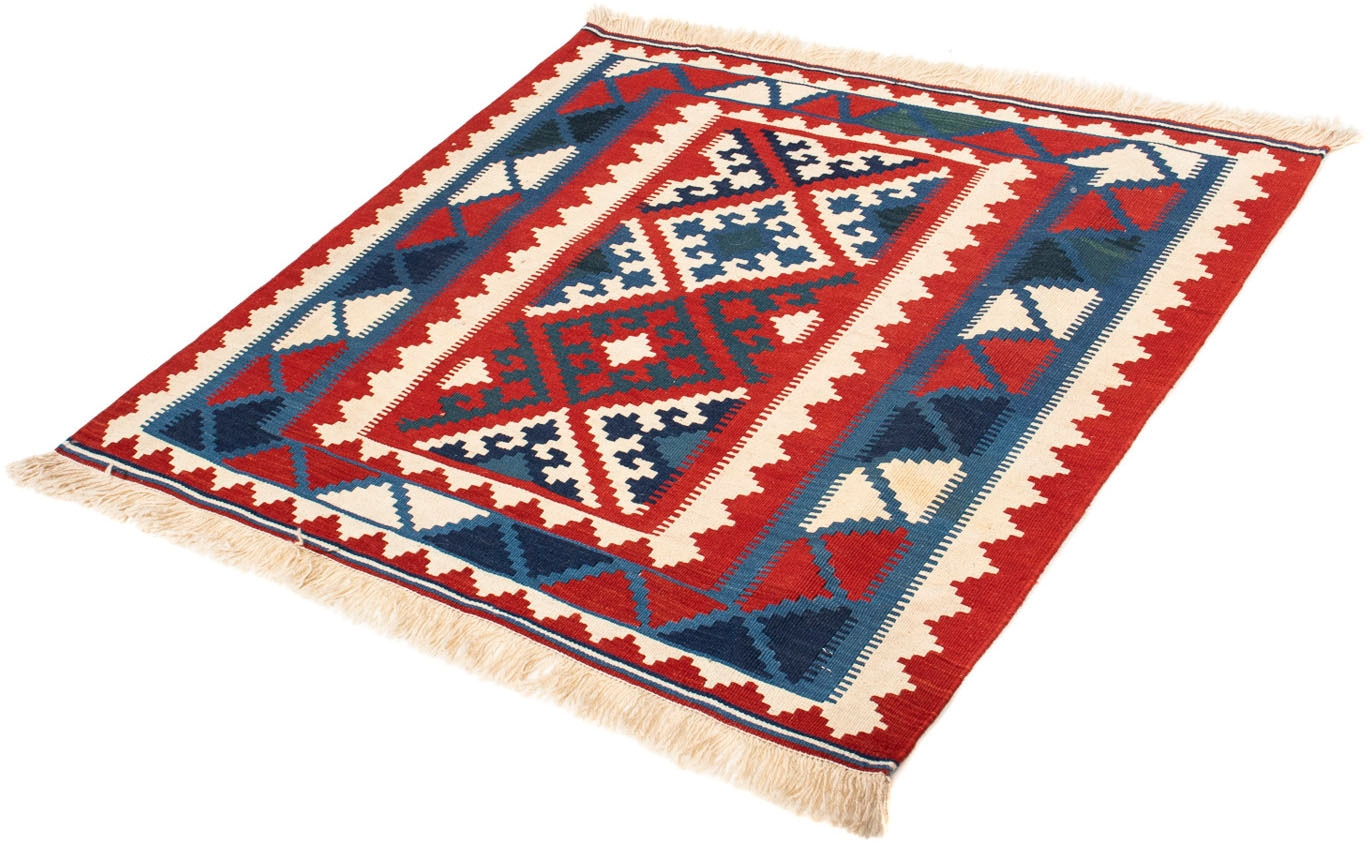 morgenland Wollteppich »Kelim - Oriental quadratisch - 102 x 102 cm - rot«, quadratisch, Wohnzimmer, Einzelstück