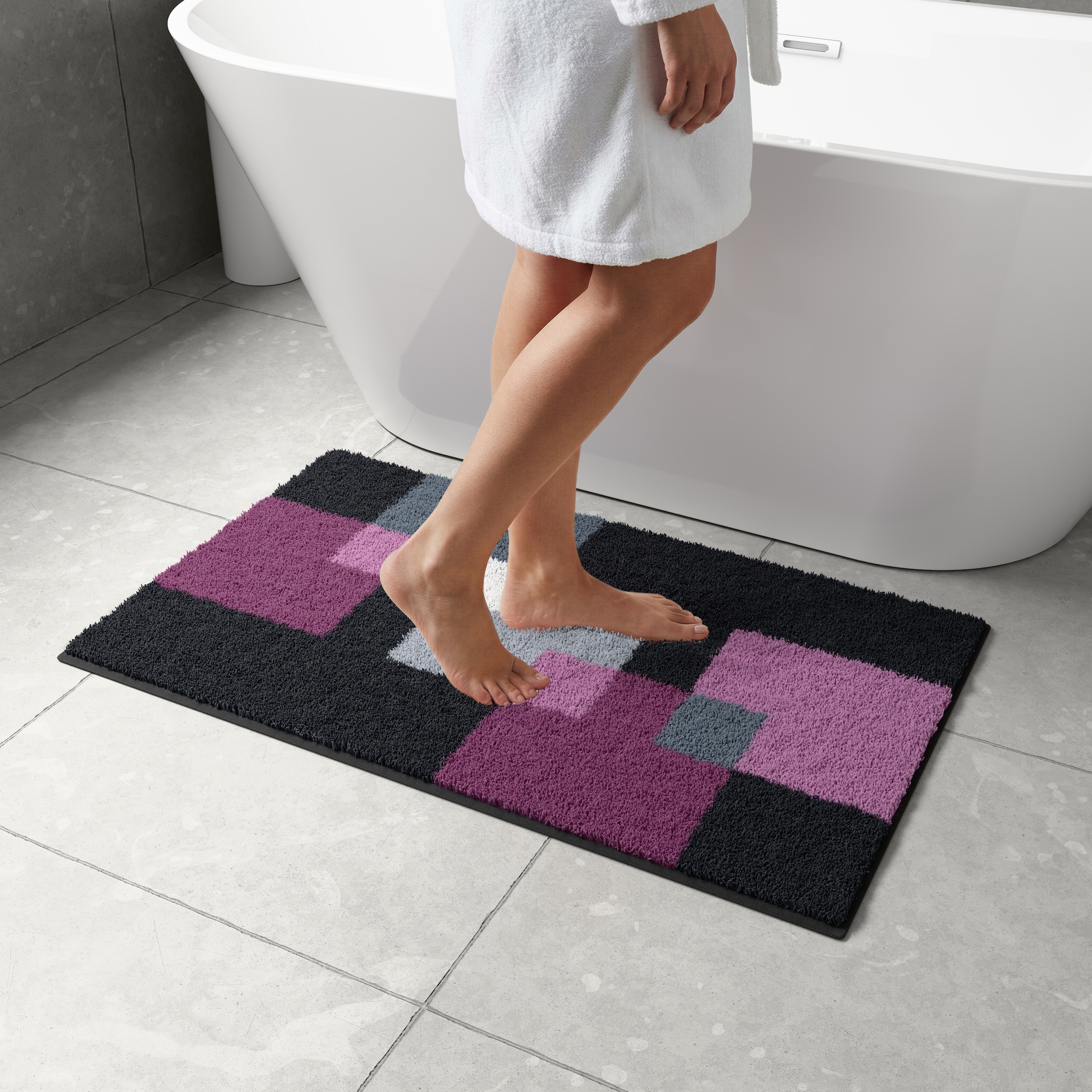 Grund Tapis de bain »Paxos« Höhe 20 mm geometrisches Design, modern, flauschig, softer Flor, Made in Europe