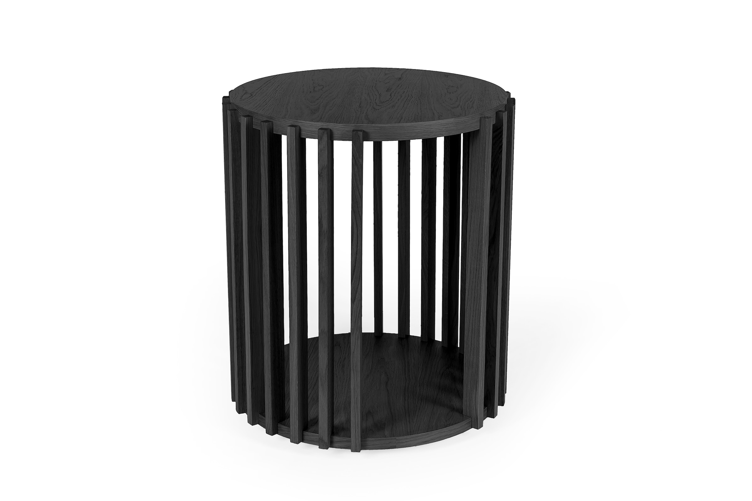 Image of Woodman Beistelltisch "Drum, Breite/Tiefe/Höhe: 53/53/58 cm" Holzfurnier aus Eiche, Sprossen aus massiver Eiche, FSC