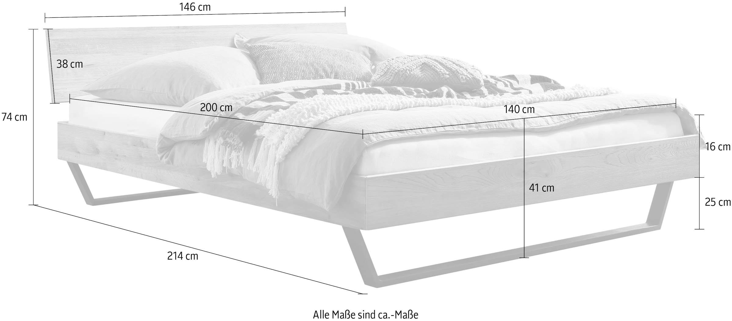 HASENA Massivholzbett »Asti« mit einer Fusshöhe von 25 cm