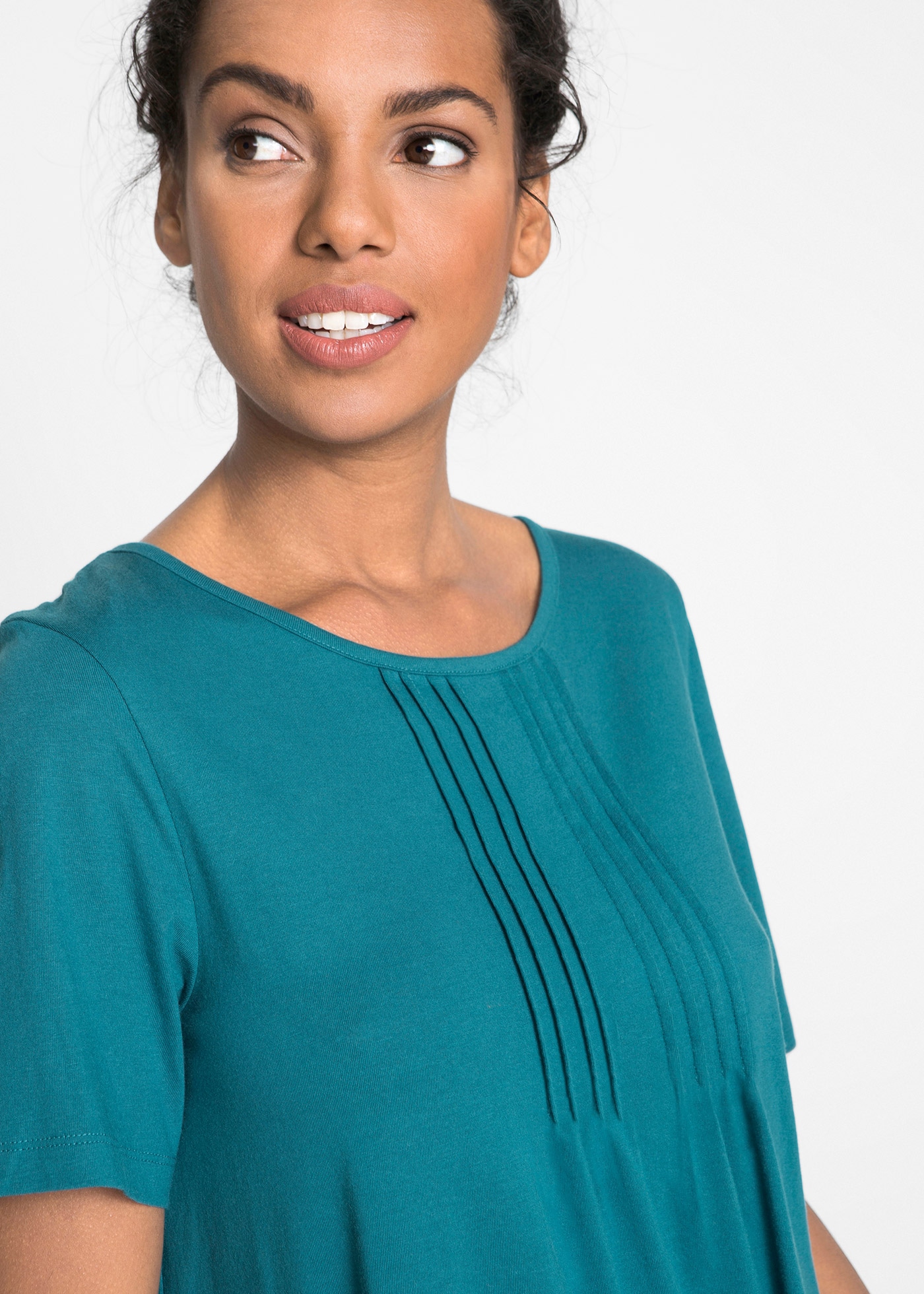 bonprix T-Shirt »T-Shirt in A-Linien-Form, kurzarm« dezente A-Linie, Kurzarm, aus Baumwolle und Viskose