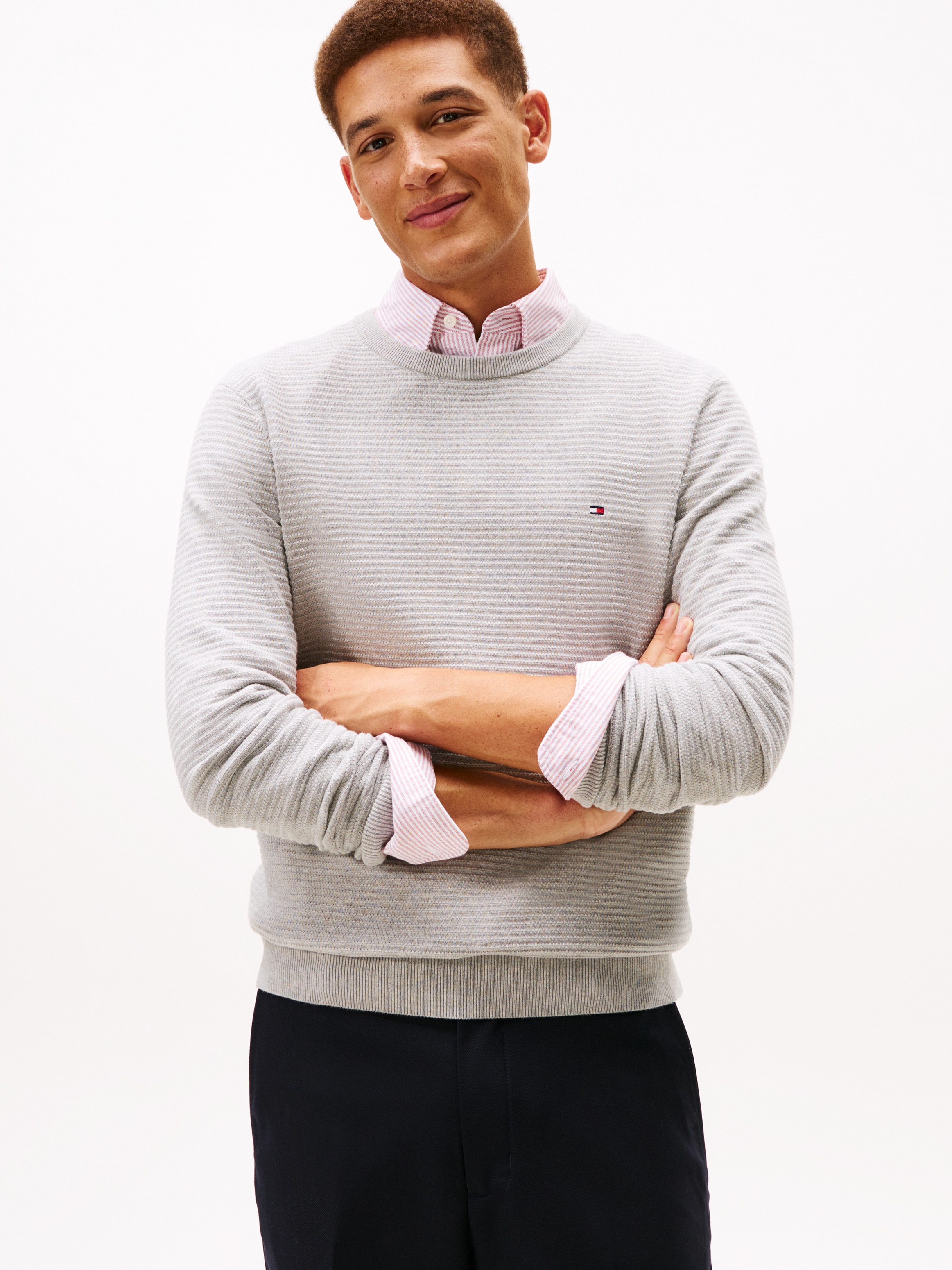 Tommy Hilfiger Pull à col rond »SEASONAL STRUCTURE« mit Struktur, Rundhals, regular fit