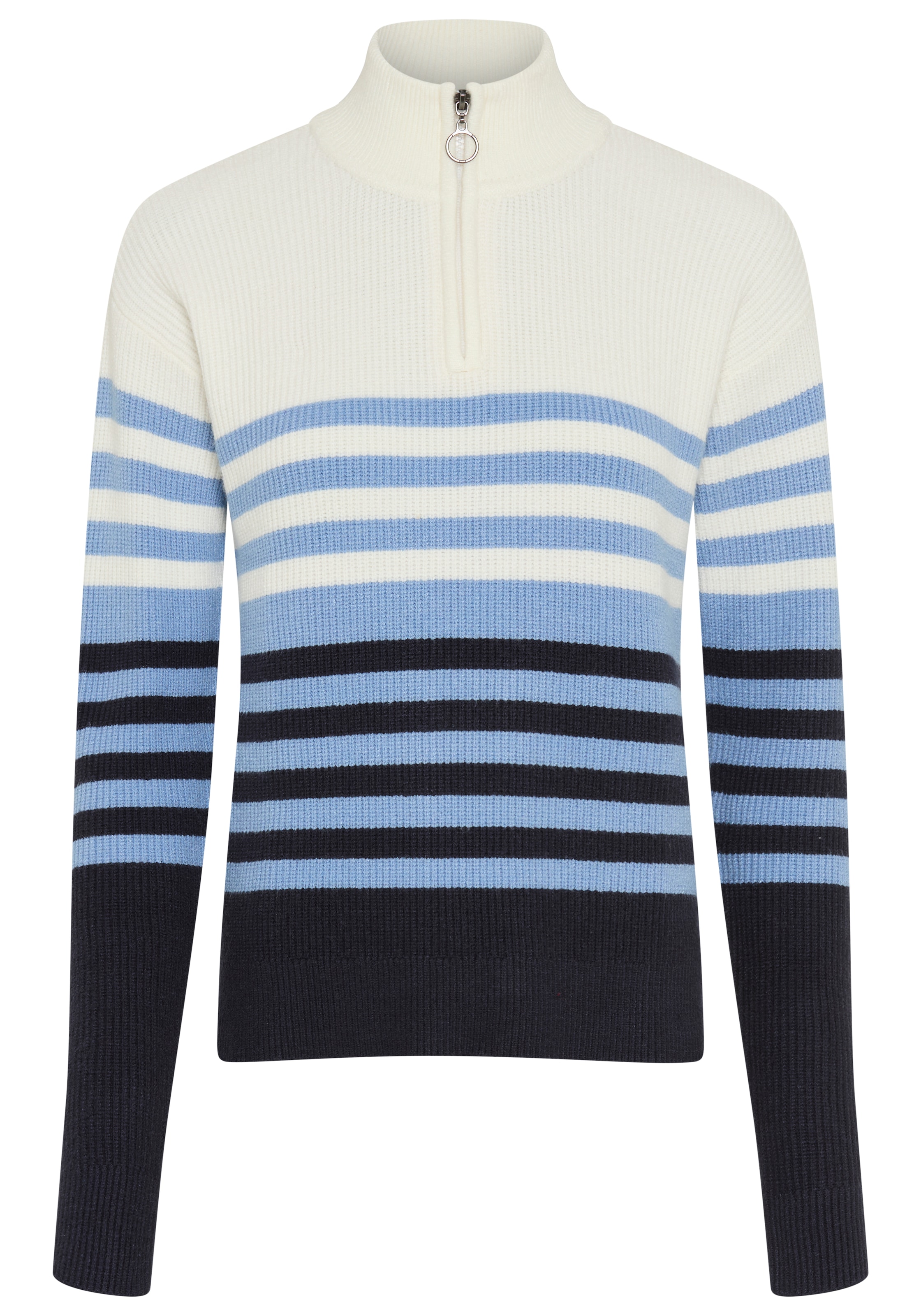 Laura Scott Pull en tricot »im maritimen Streifenlook mit Troyerkragen« avec coupe à la hanche