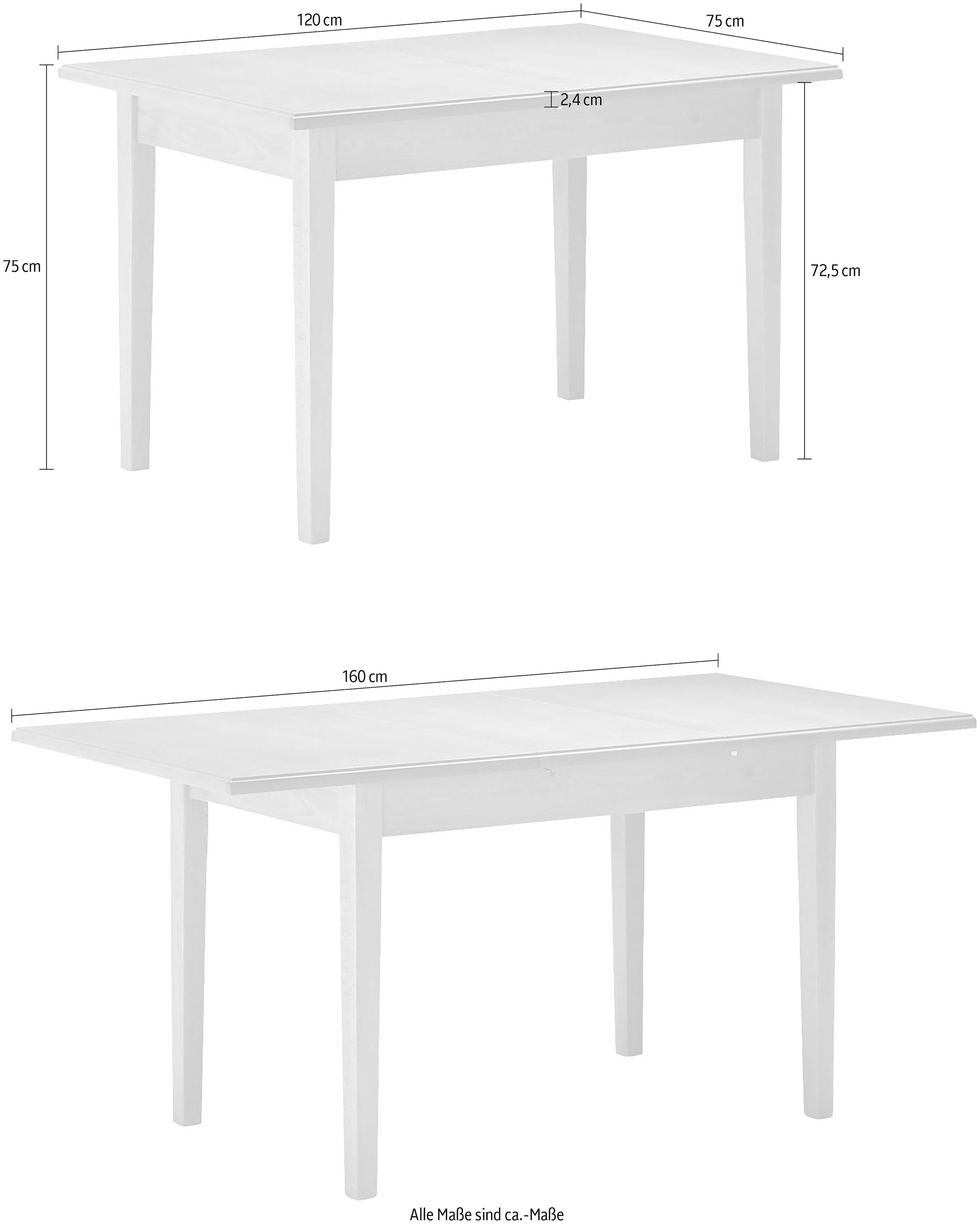 massivline&more Table de salle à manger »Bodensee« avec plaque de fond