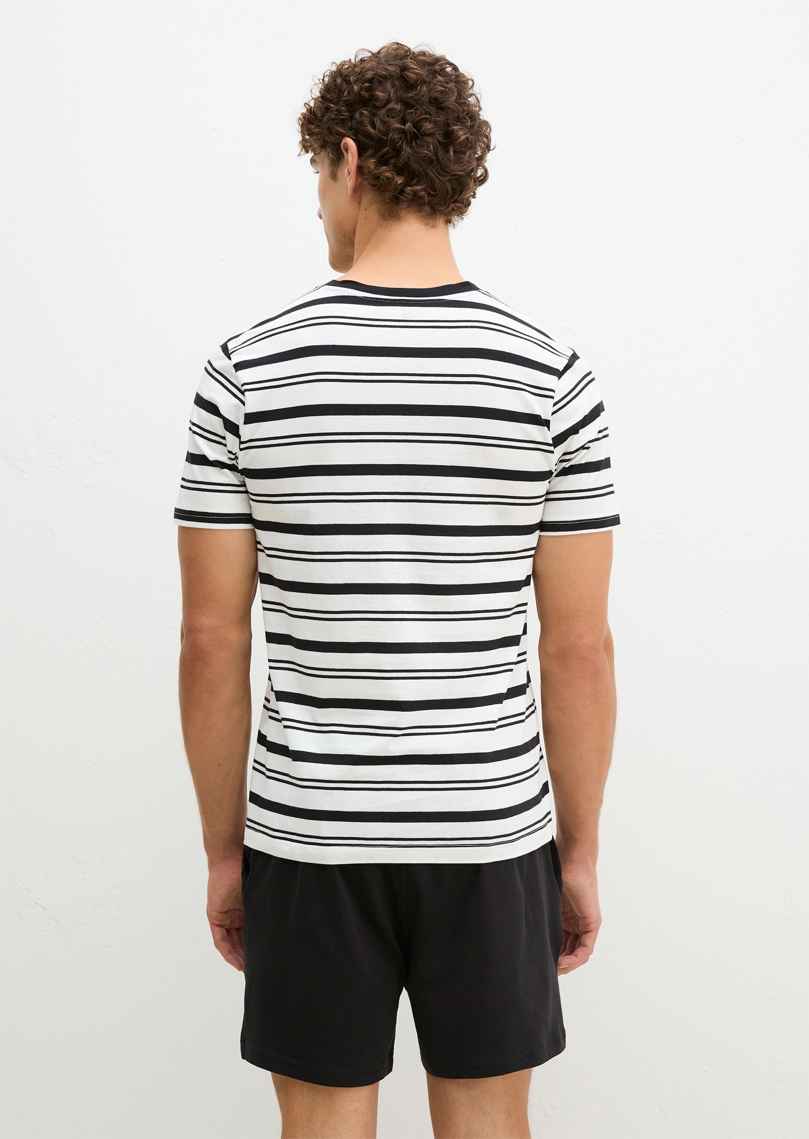 Marc O'Polo Shorty »Mix N Match Cotton« 2 pièces mit Steifen, Rundhalsausschnitt und kurzen Ärmeln