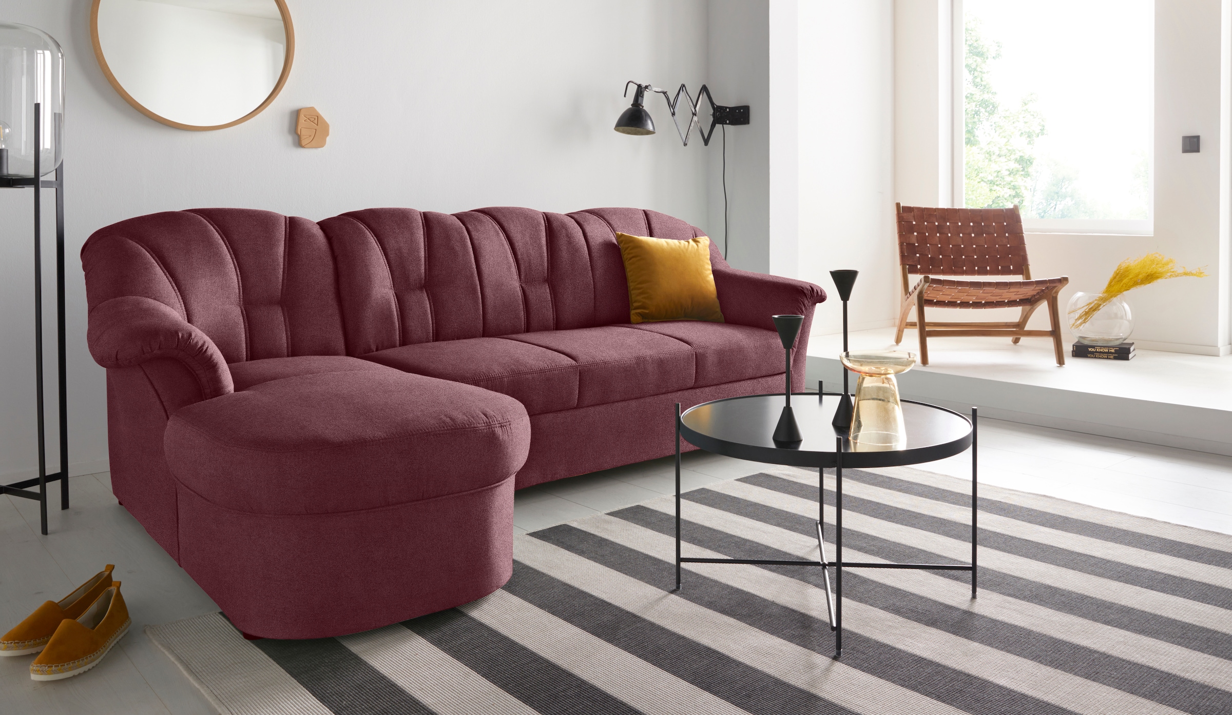 Image of DOMO collection Ecksofa "Papenburg, zeitlose Rückensteppung, elegante Formensprache, L-Form" in grosser Farbvielfalt, wahlweise mit Bettfunktion, OTTOs Choice