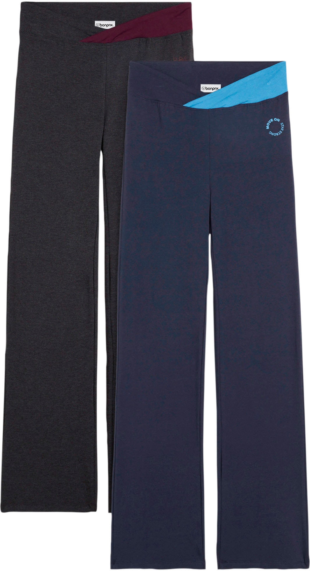 Image of bonprix Sporthose "Baumwoll-Sporthose, Bootcut (2er Pack)" aus Stretch-Material, Regular Fit, Bootcut-Design, sportlicher Stil