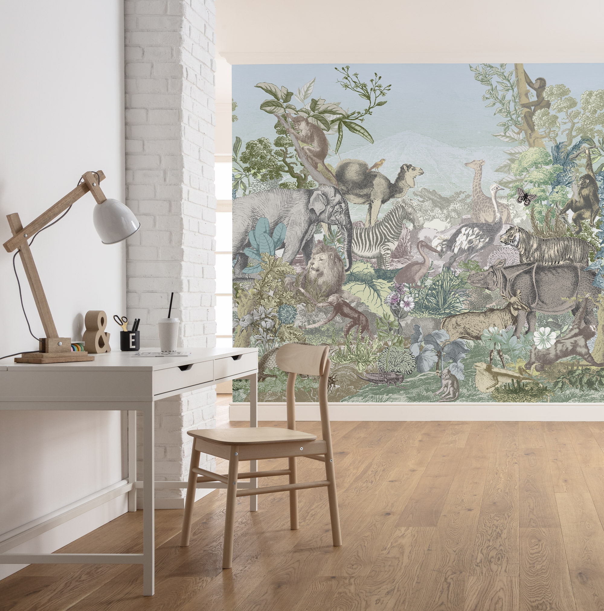 Image of Komar Fototapete "Creative Zoo" bedruckt glatt 300 x 280 cm (Breite x Höhe) - Tapete, Vlies, Wohnzimmer, Schlafzimmer