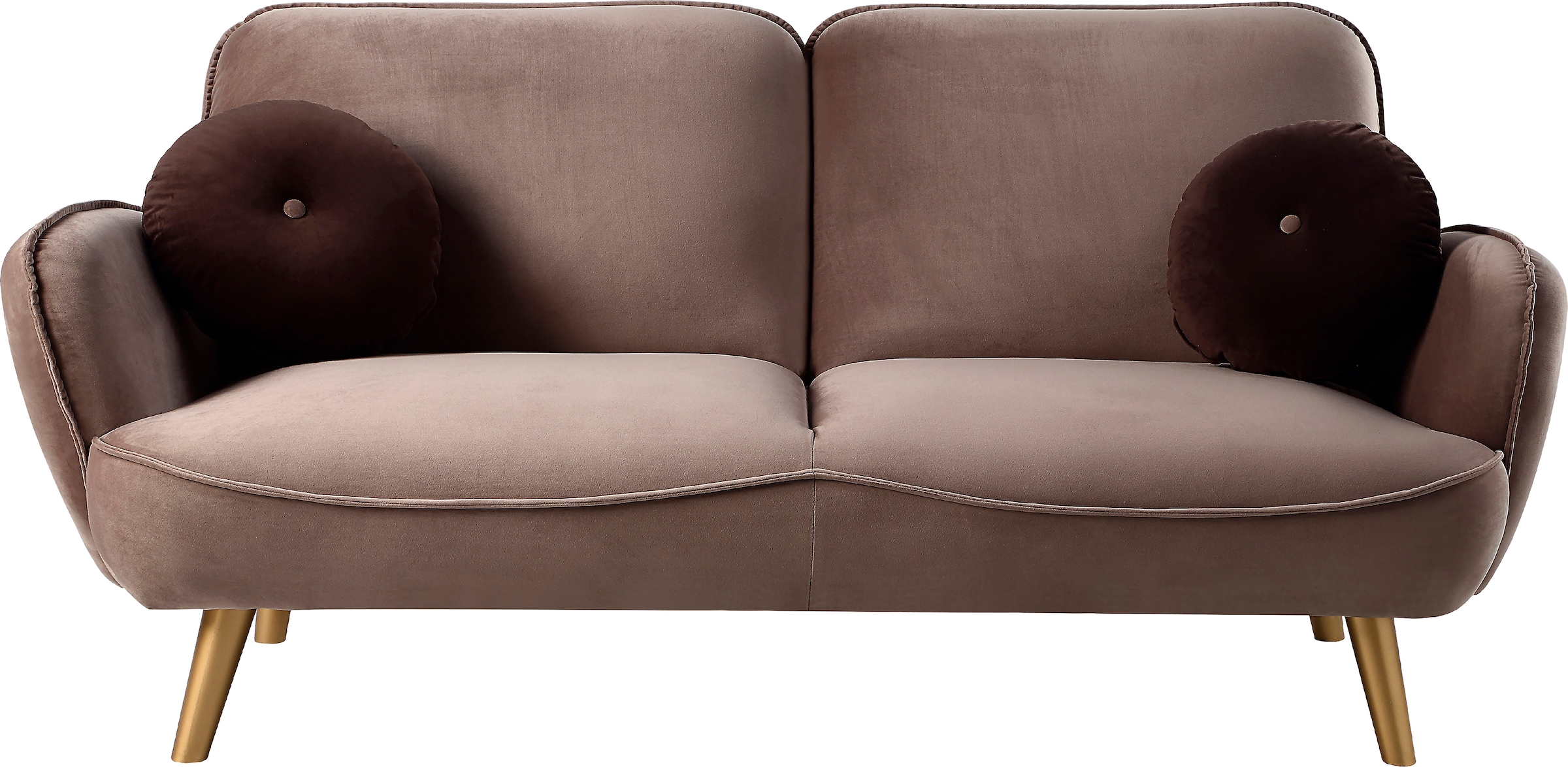Image of ATLANTIC home collection 3-Sitzer "Ben" mit Welleunterfederung,inkl. 2 Dekokissen, goldenen Massivholzfüssen