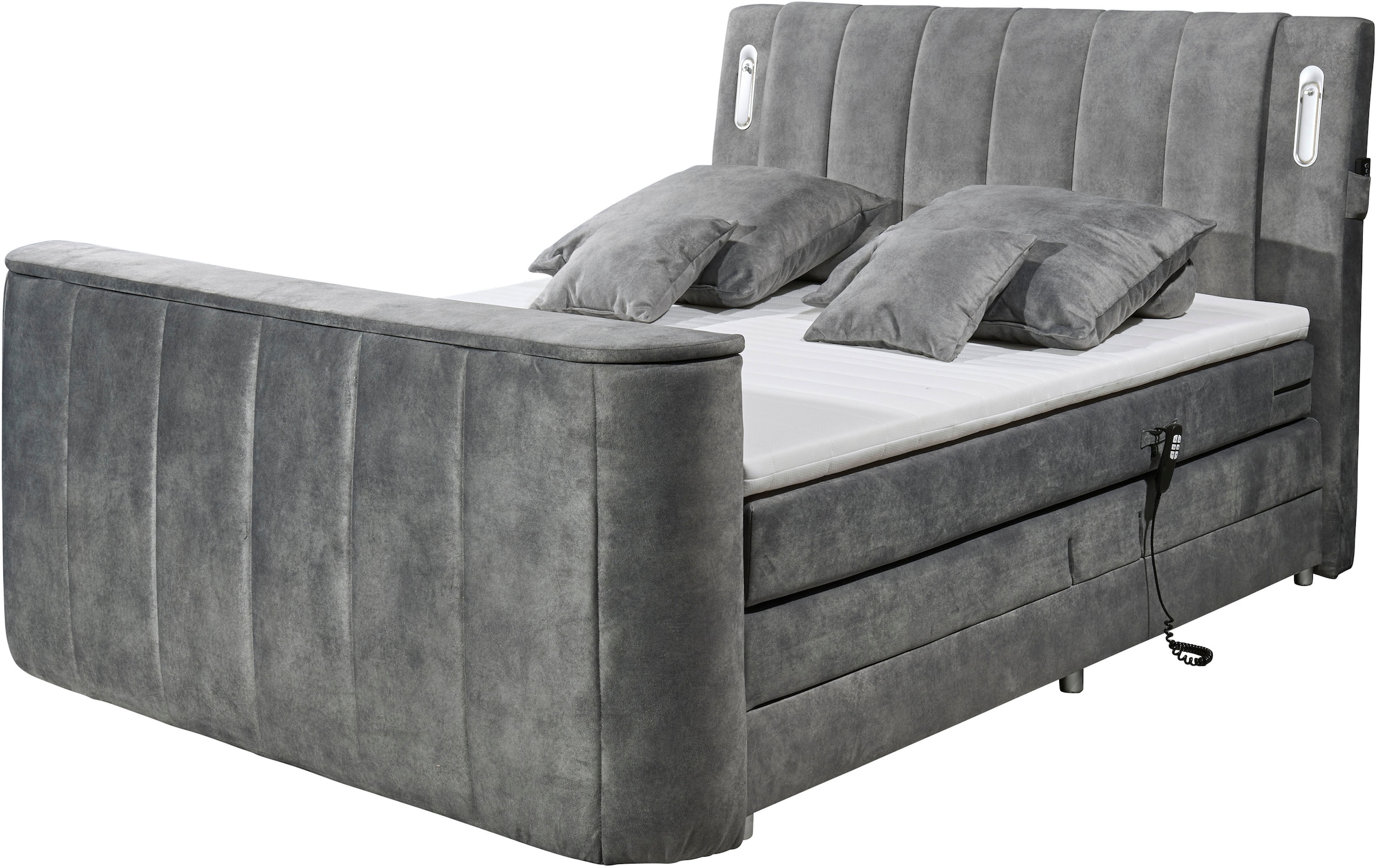 ED EXCITING DESIGN Lit boxspring »Dallas« 6 cuis tlg. inkl. Topper, LED-Beleuchtung, motorisierter TV Halterung und Motor
