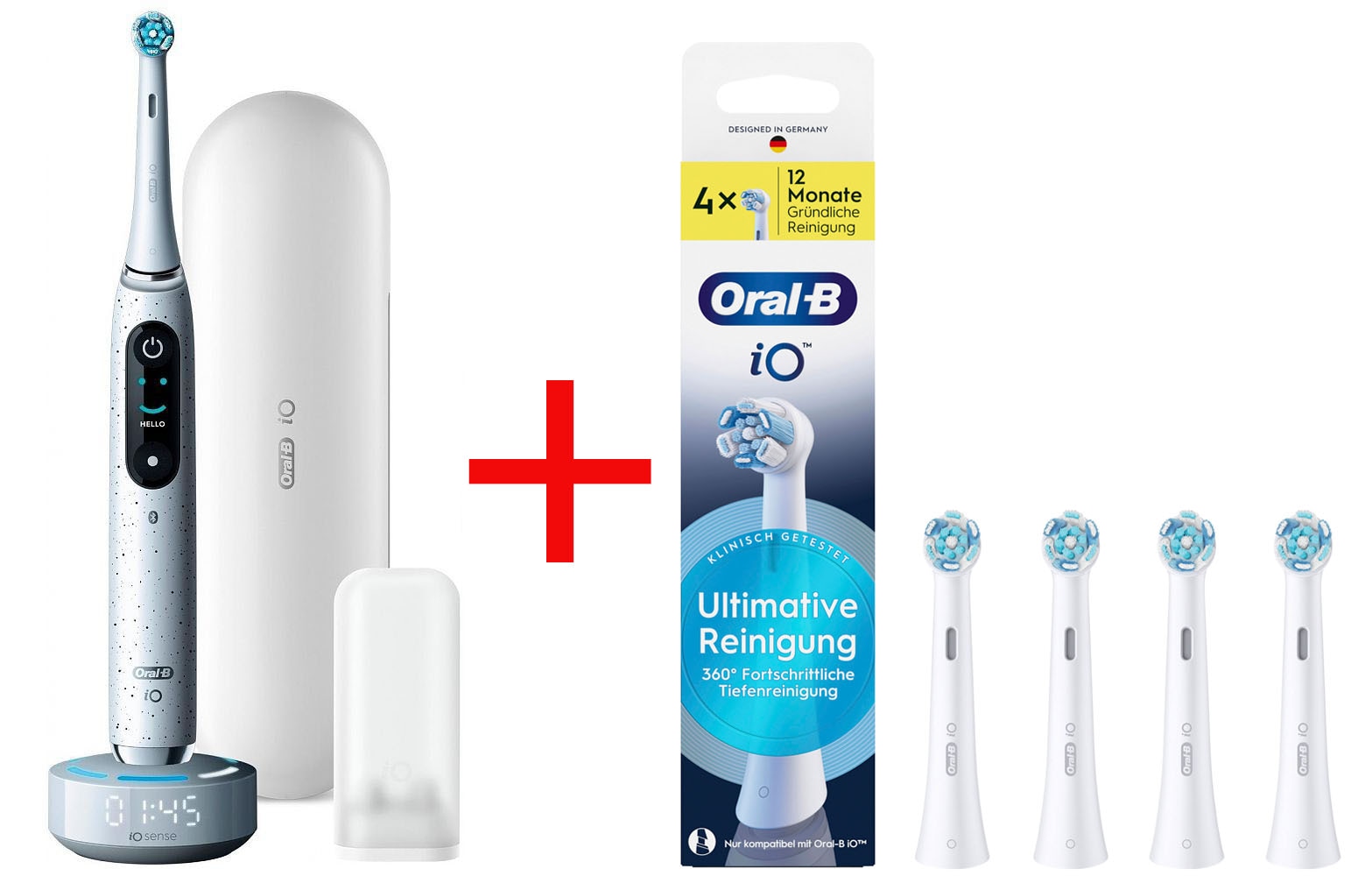 Oral-B Elektrische Zahnbürste "iO 10" 5 Stk. Aufsteckbürsten Magnet-Technologie, iOsense, 7 Putzmodi, Farbdisplay & Lade-Reiseetui