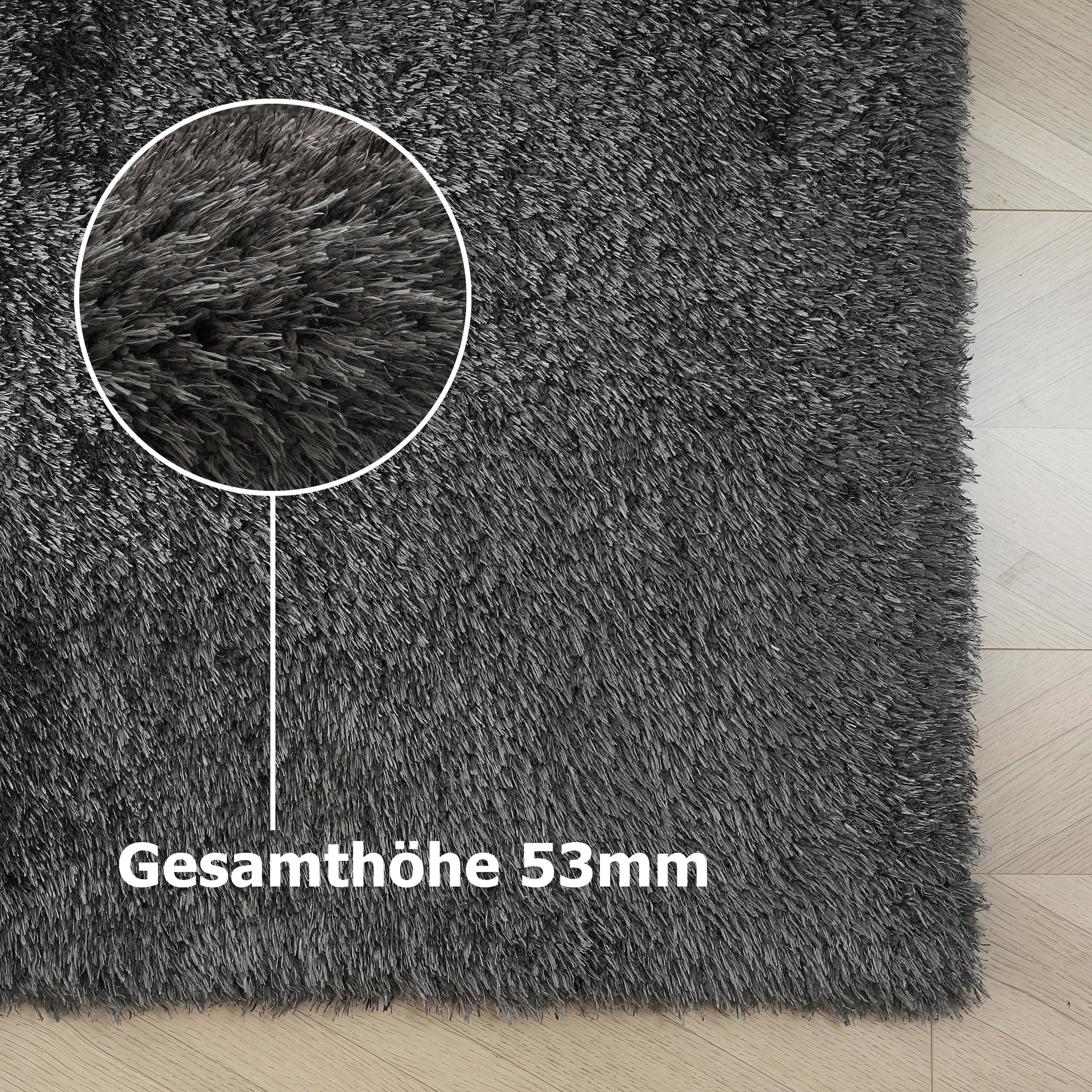 GOODproduct Tapis à poils longs »Micro Shaggy, aus weicher Mikrofaser« Rectangulaire 53 mm Höhe weich, flauschig, Uni-Farben, Wohnzimmer, Schlafzimmer, Kinderzimmer