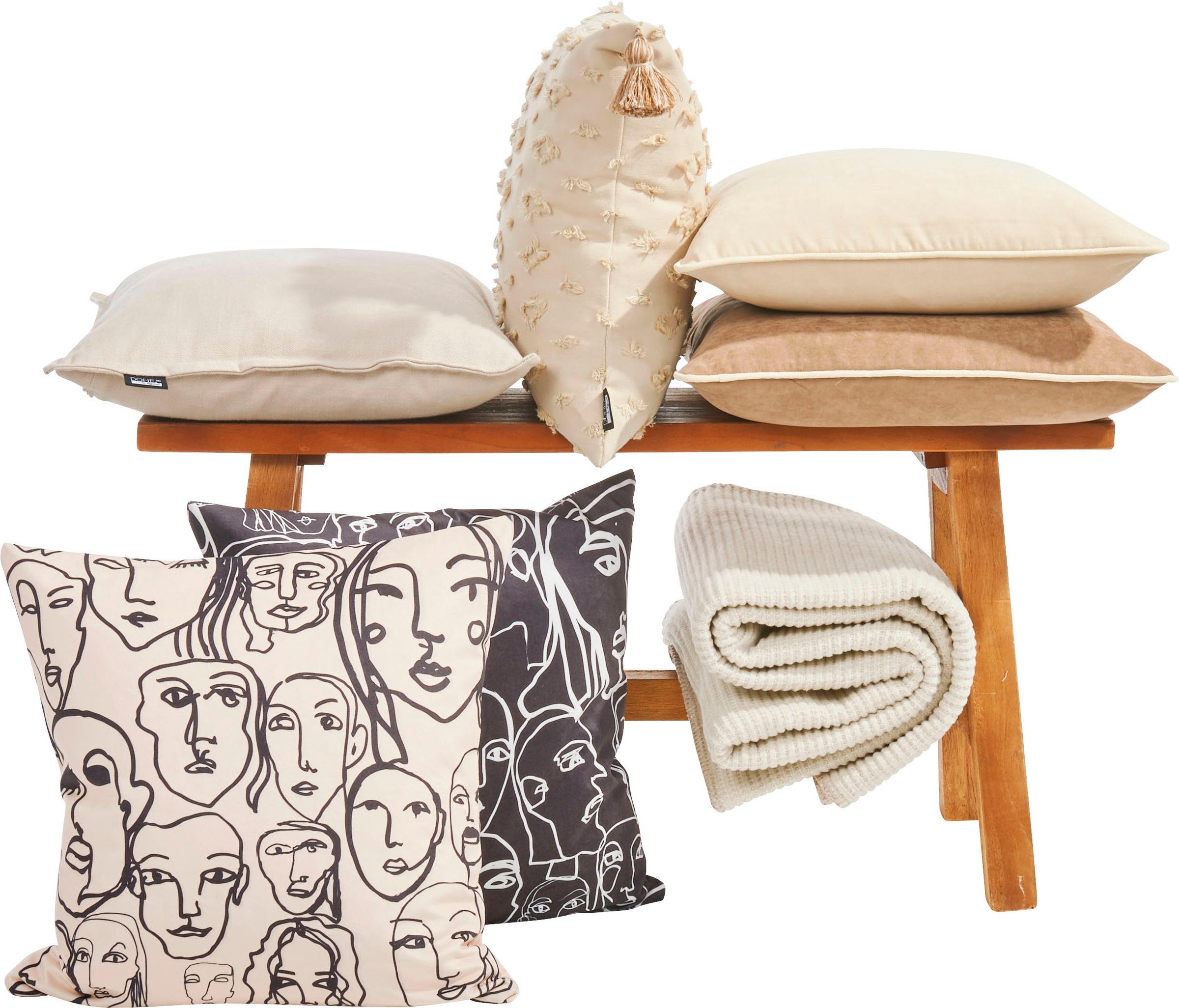 done.® Dekokissen »Velour Print Crowd«, Beidseitig bedruckte Kissenhüle ohne Füllung, 1 Stück