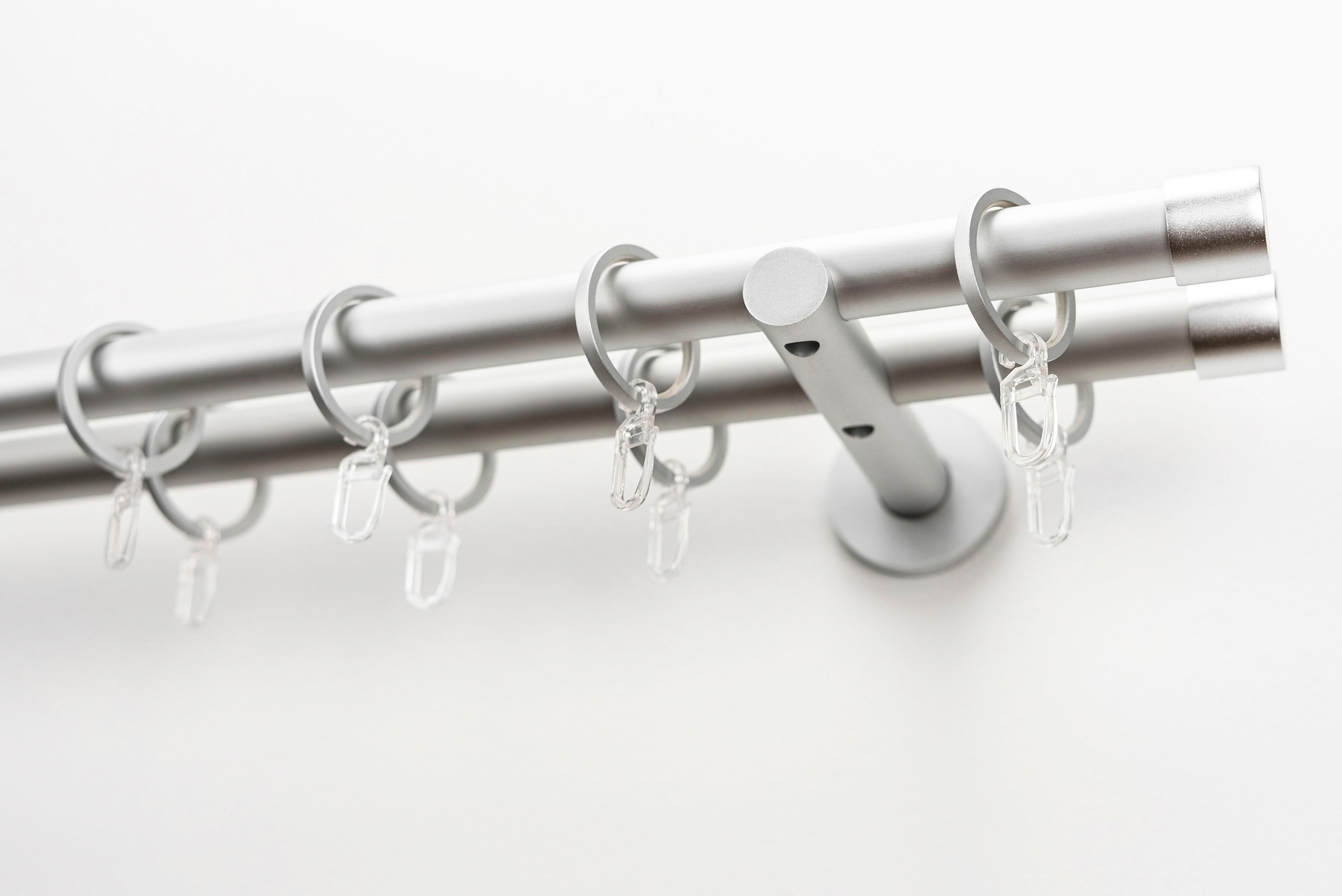 Image of GARESA Gardinenstange »EASY«, 2 läufig-läufig, Wunschmasslänge, Vorhanggarnitur, einfache Montage, mit Stangenverbinder verlängerbar, Wandmont., Endkappe, Aluminium, mit Ringe bei Ackermann Versand Schweiz