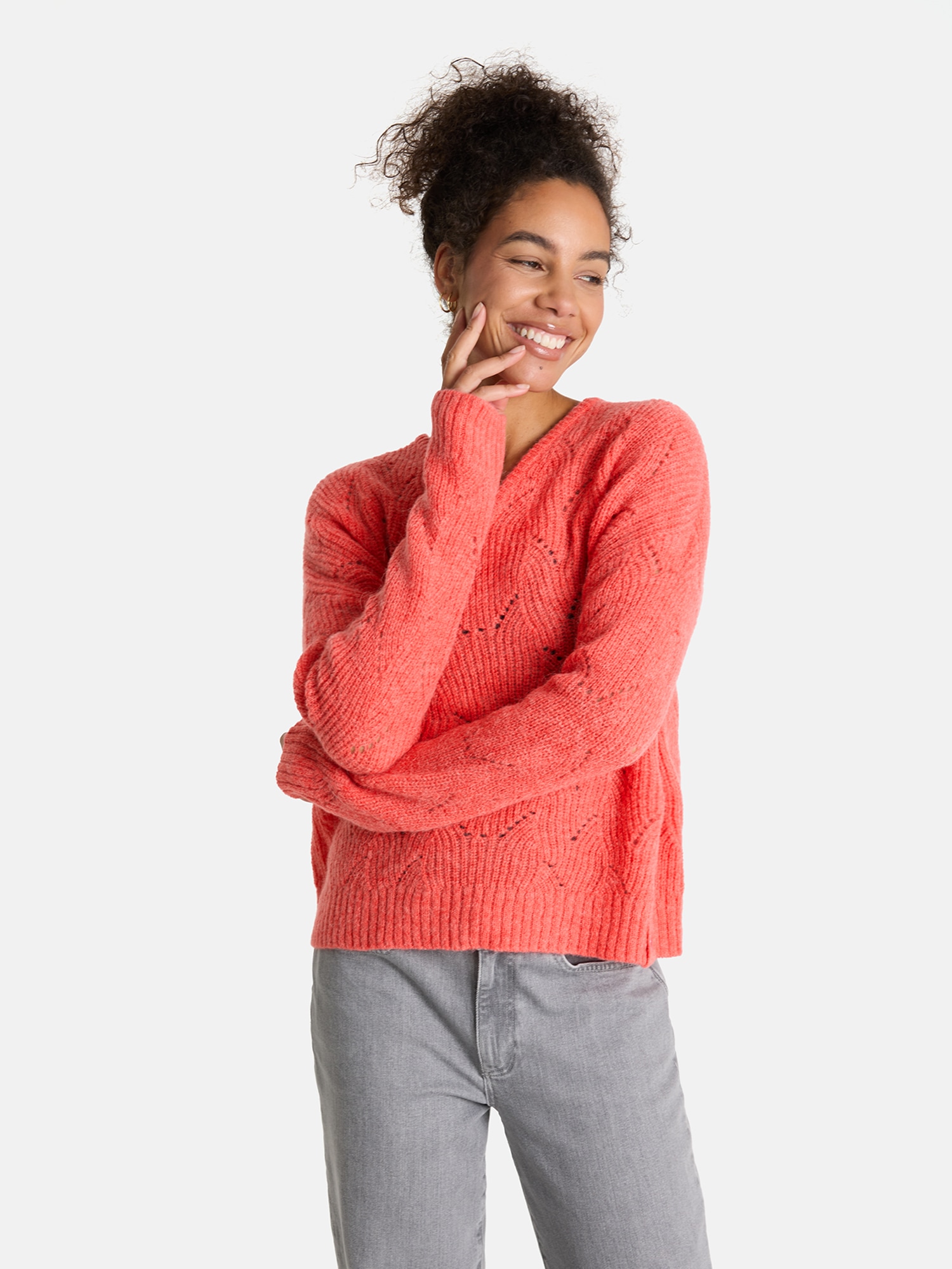 Image of Lieblingsstück Strickpullover "SölveL" mit dezentem Lochmuster, V-Neck