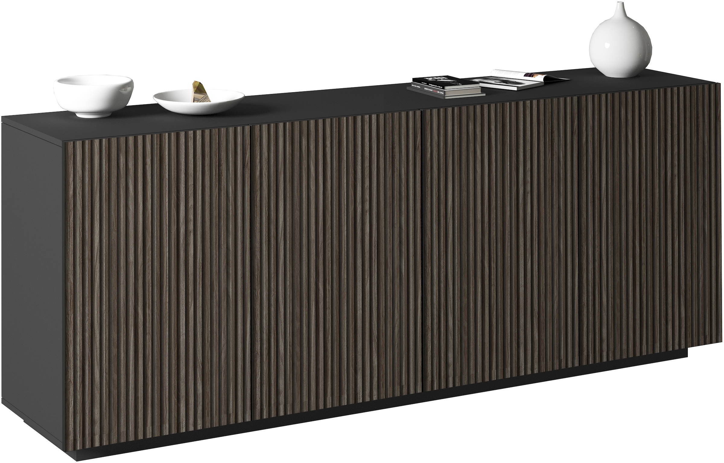 Home affaire Sideboard »Vega Sideboard,Kommode,200 cm« mit 4 Türen,Fronten mit  Rillen-Optik