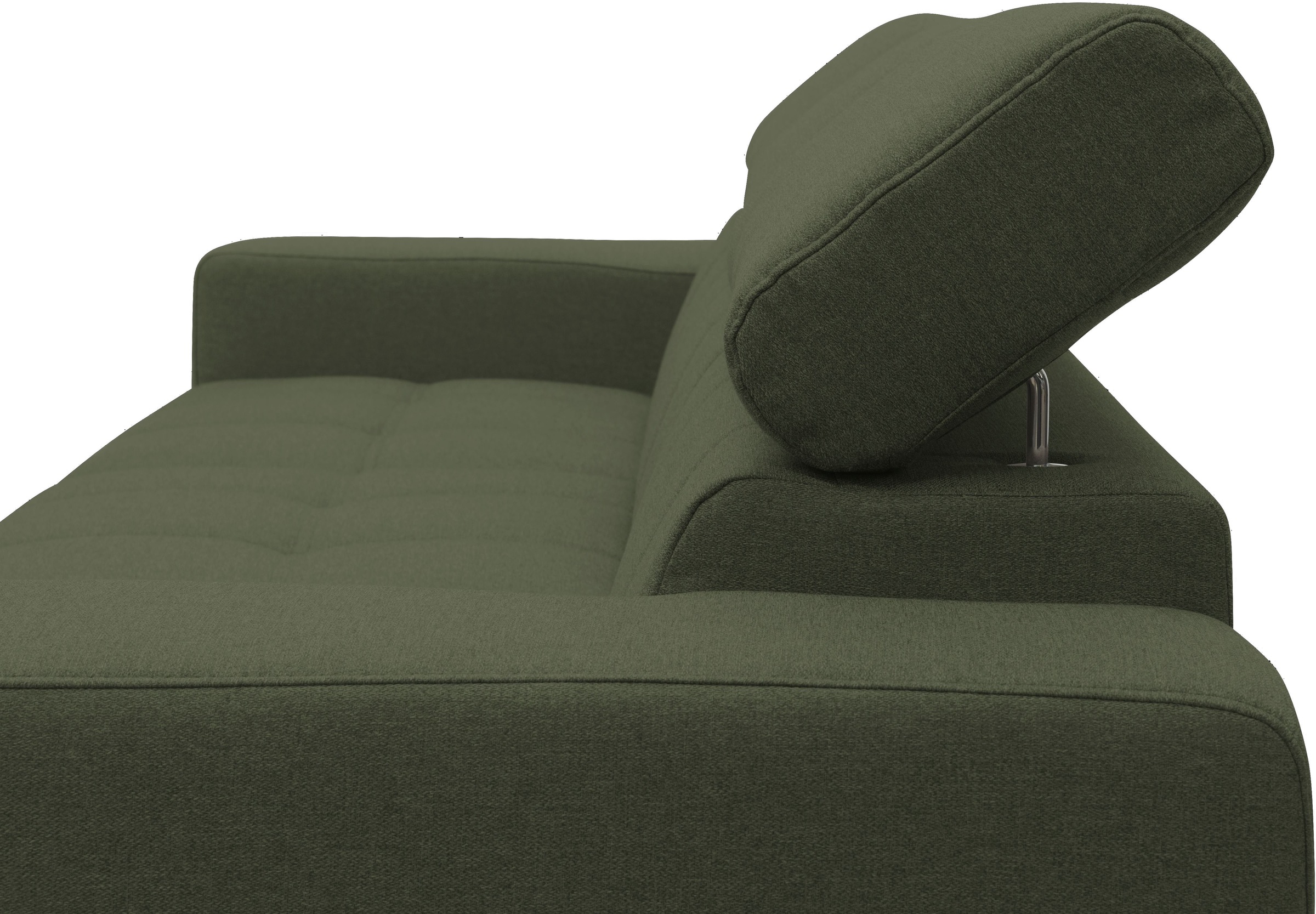 DOMO collection Ecksofa »Trento L-Form, mit Kufenfuss oder Einzelfuss«, wahlweise mit Kopfteilverstellung, Recamiere links/rechts bestellbar
