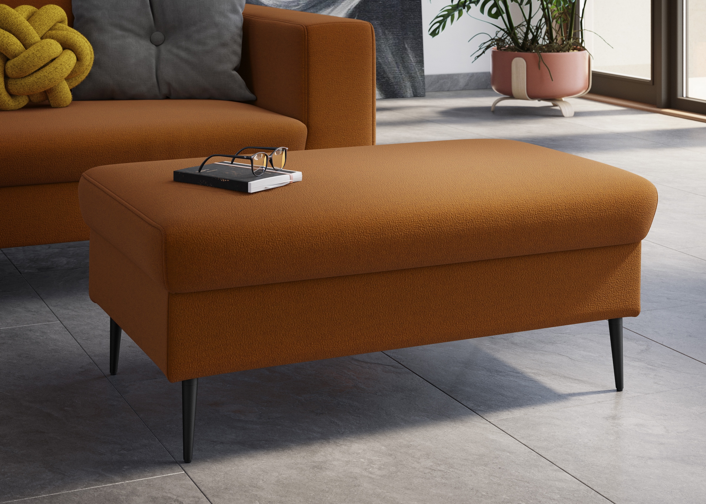 Image of DOMO collection Sitzhocker "Modica" Auch in Cord, Fusshöhe passend für gängige Saugroboter