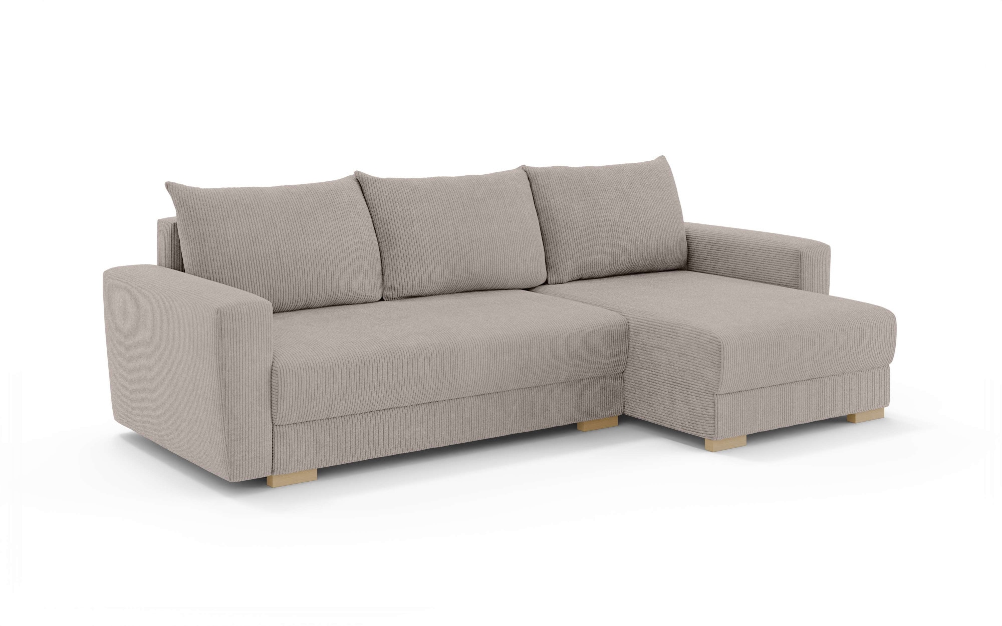 Home affaire Canapé d'angle »MAGHERA universell Schlafsofa mit Bettkasten, Masse B/T/H: 255/142/84cm« L-Form mit Recamiere rechts oder links montierbar, hoher Sitzkomfort