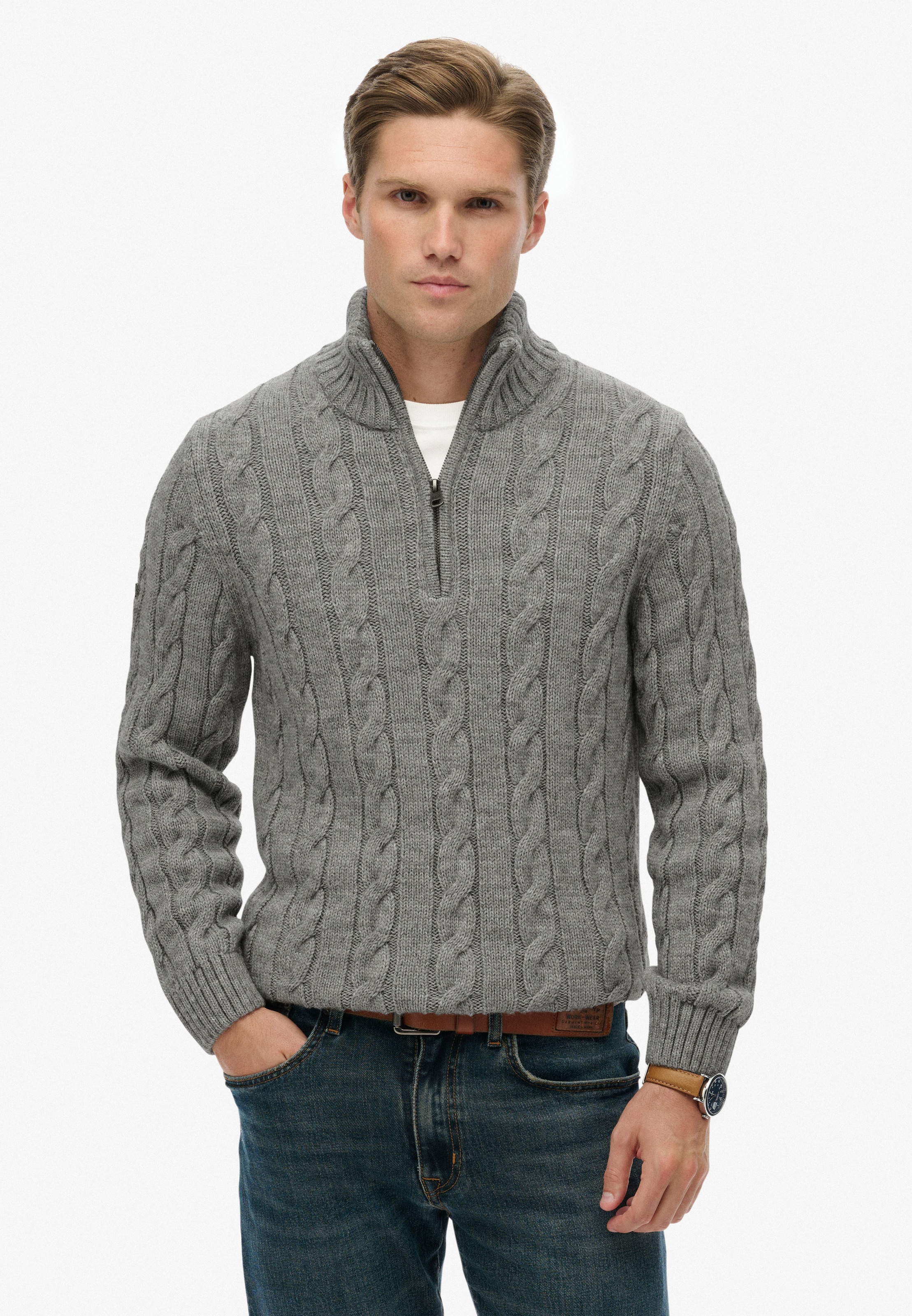 Image of Superdry Strickpullover "JACOB CABLE KNIT HALF ZIP"